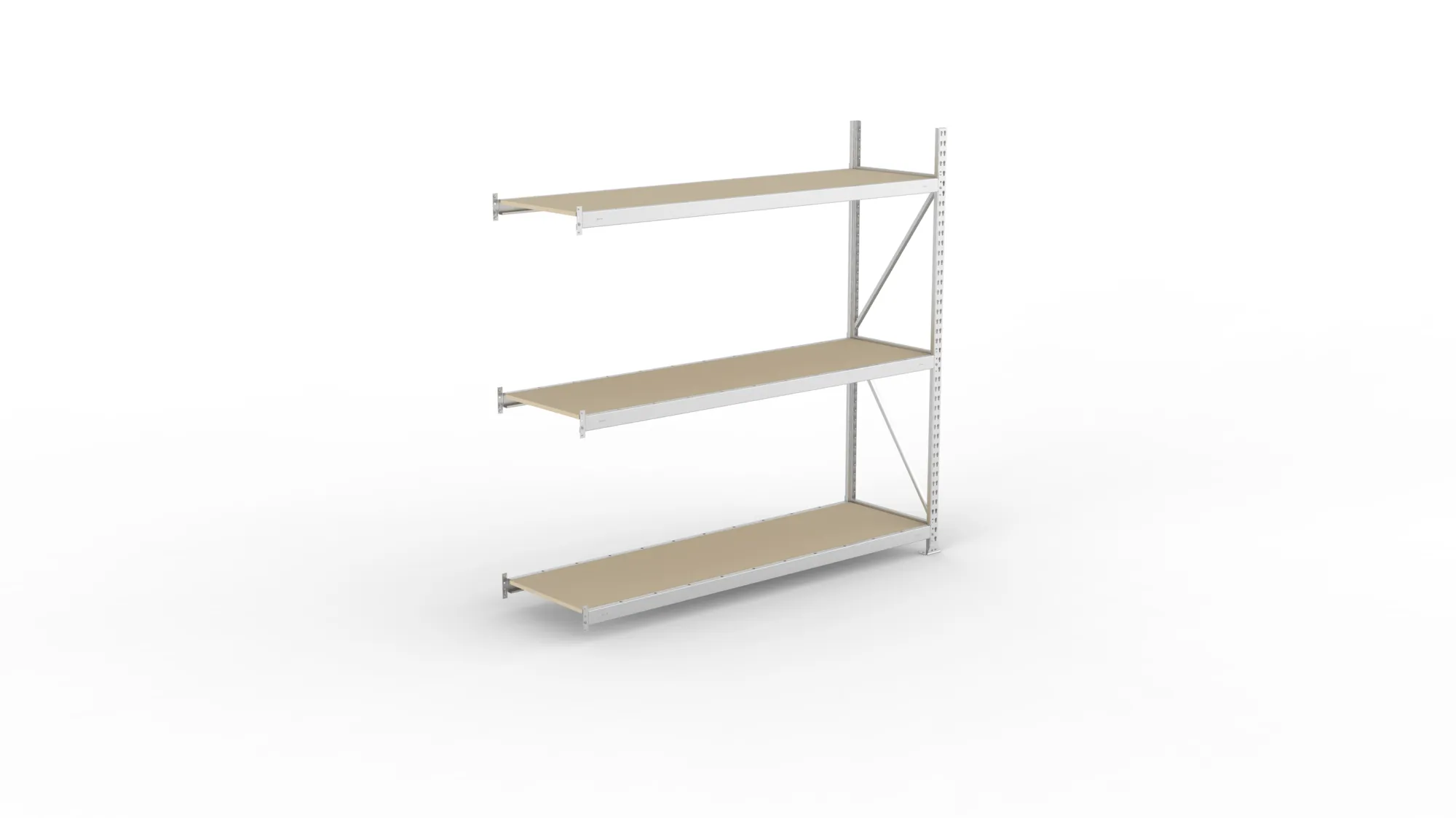 META MINI-RACK, Weitspannregal, Anbauregal, 2200 x 2200 x 650 mm, Fachlast 600 kg, Spanplattenböden, 3 Ebenen – Ansicht von oben