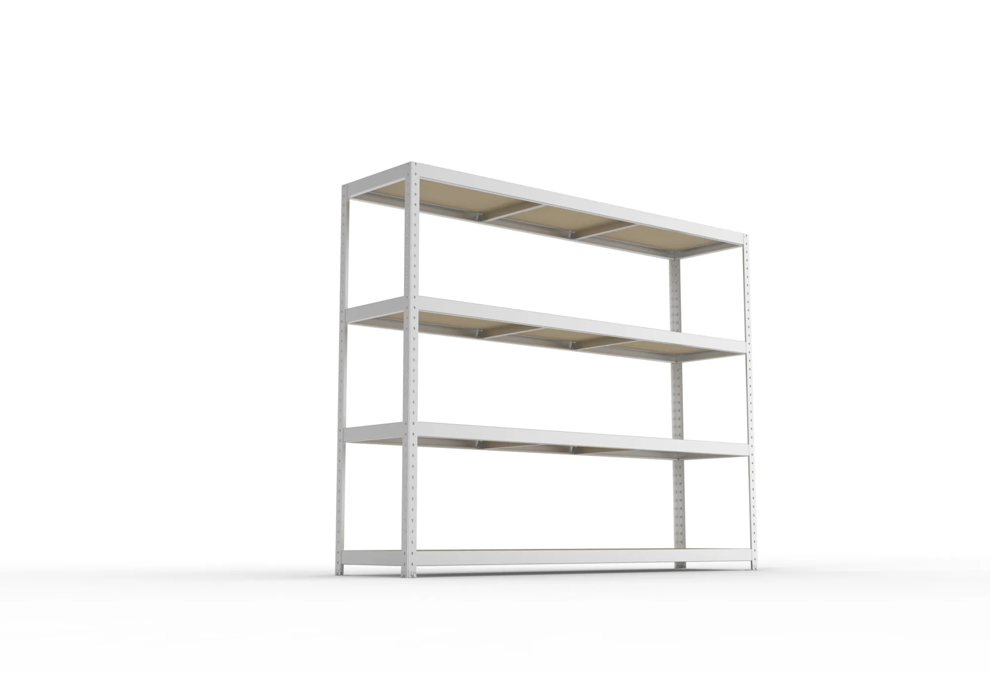 META SPEED-RACK, Weitspannregal, 1970 x 2500 x 600 mm, Fachlast 400 kg, Spanplattenböden, 4 Ebenen – Ansicht von unten