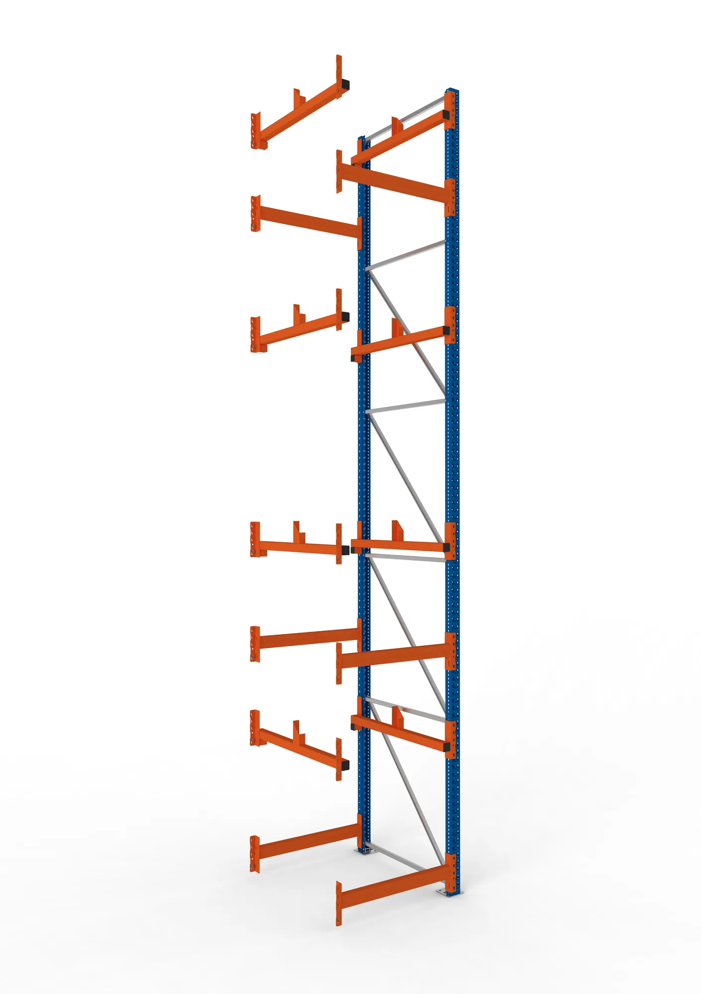 META MULTIPAL, Kabeltrommelregal, Anbauregal, 5500 x 900 x 1100 mm, Feldlast 5500 kg, 2 Ebenen, Typ 1, RAL 5010 – Ansicht in Blickhöhe