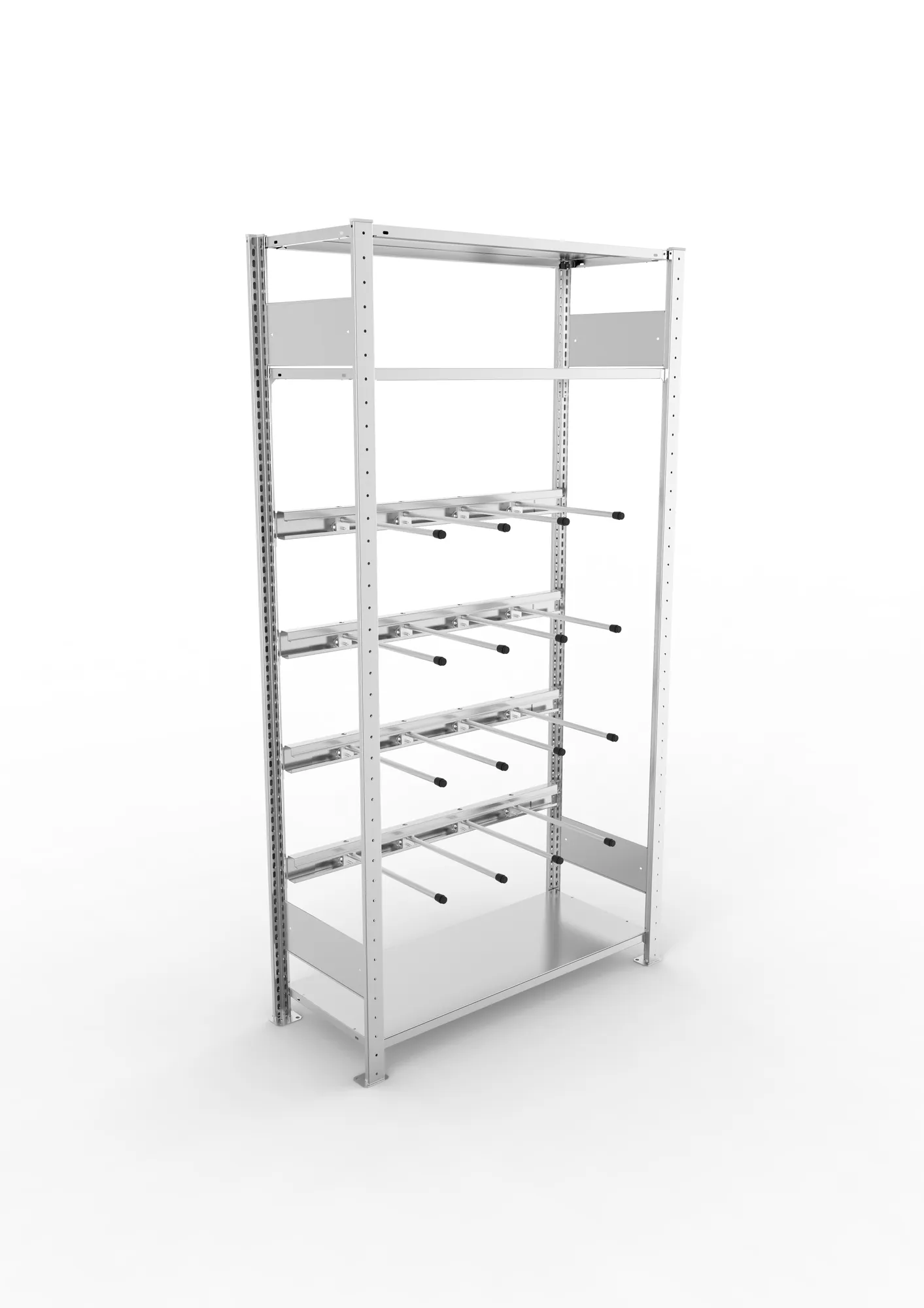 META CLIP, Keilriemenregal, Grundregal, 2000 x 1000 x 400 mm, 4 Ebenen, verzinkt – Ansicht von oben