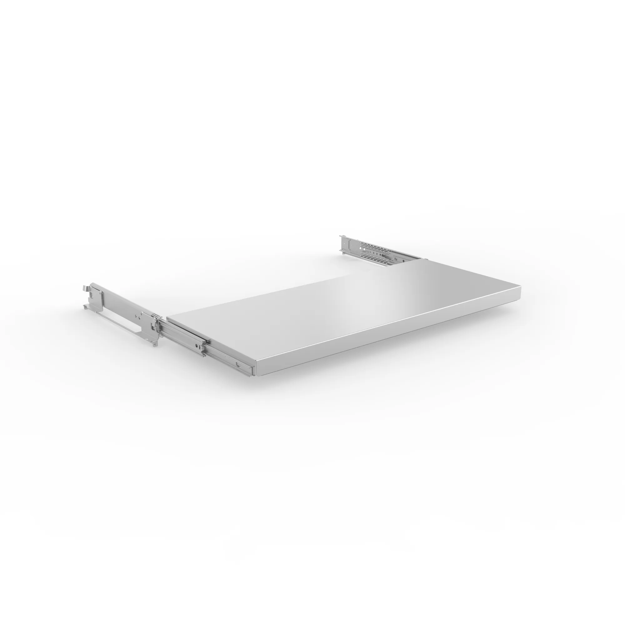 META CLIP, Fachboden ausziehbar, 1000 x 400 mm, verzinkt, inkl. Auszug – Ansicht in Blickhöhe