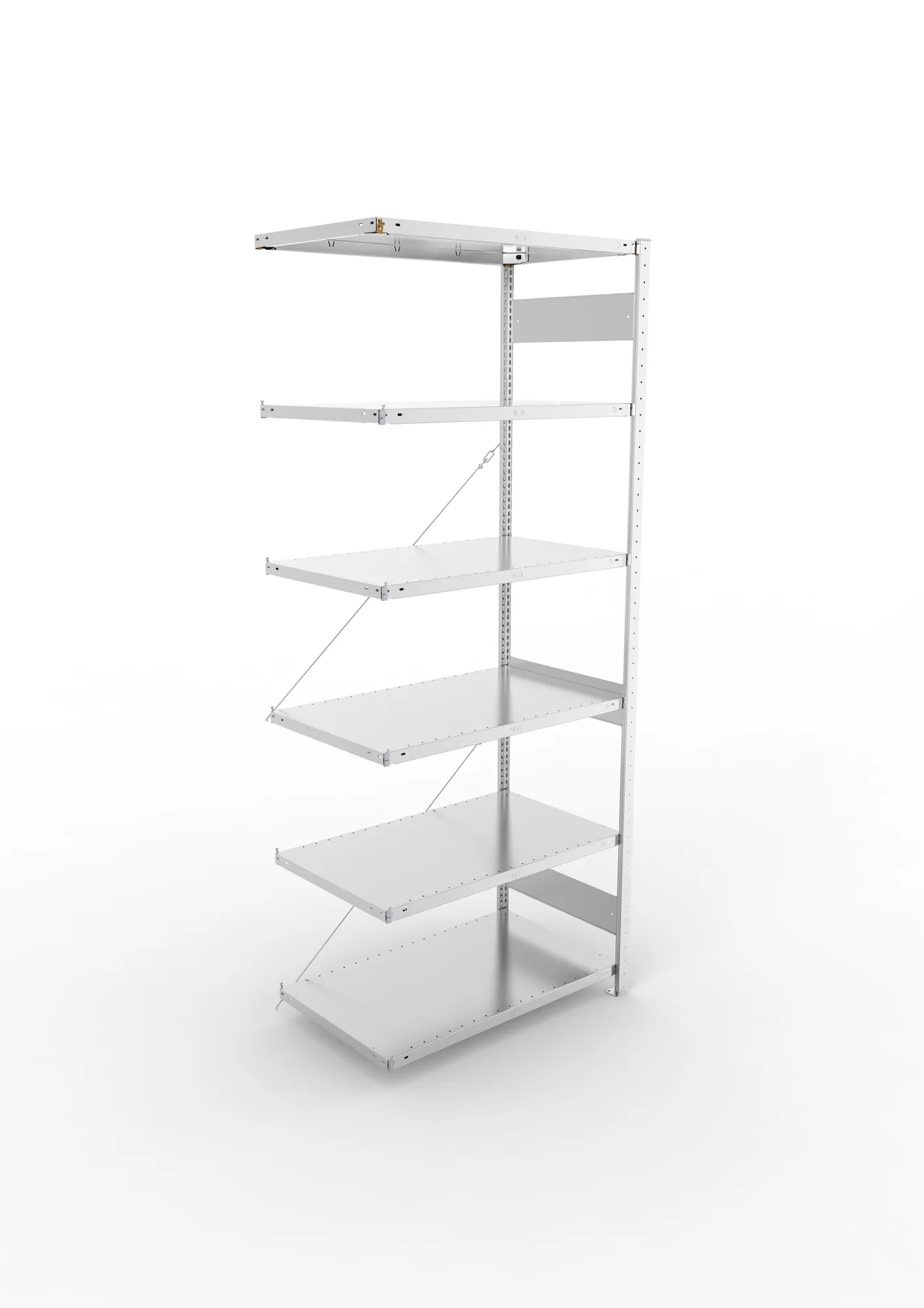 META CLIP, Fachbodenregal, Anbauregal, 2500 x 1000 x 600 mm, Fachlast 150 kg, 6 Ebenen, verzinkt – Ansicht von oben