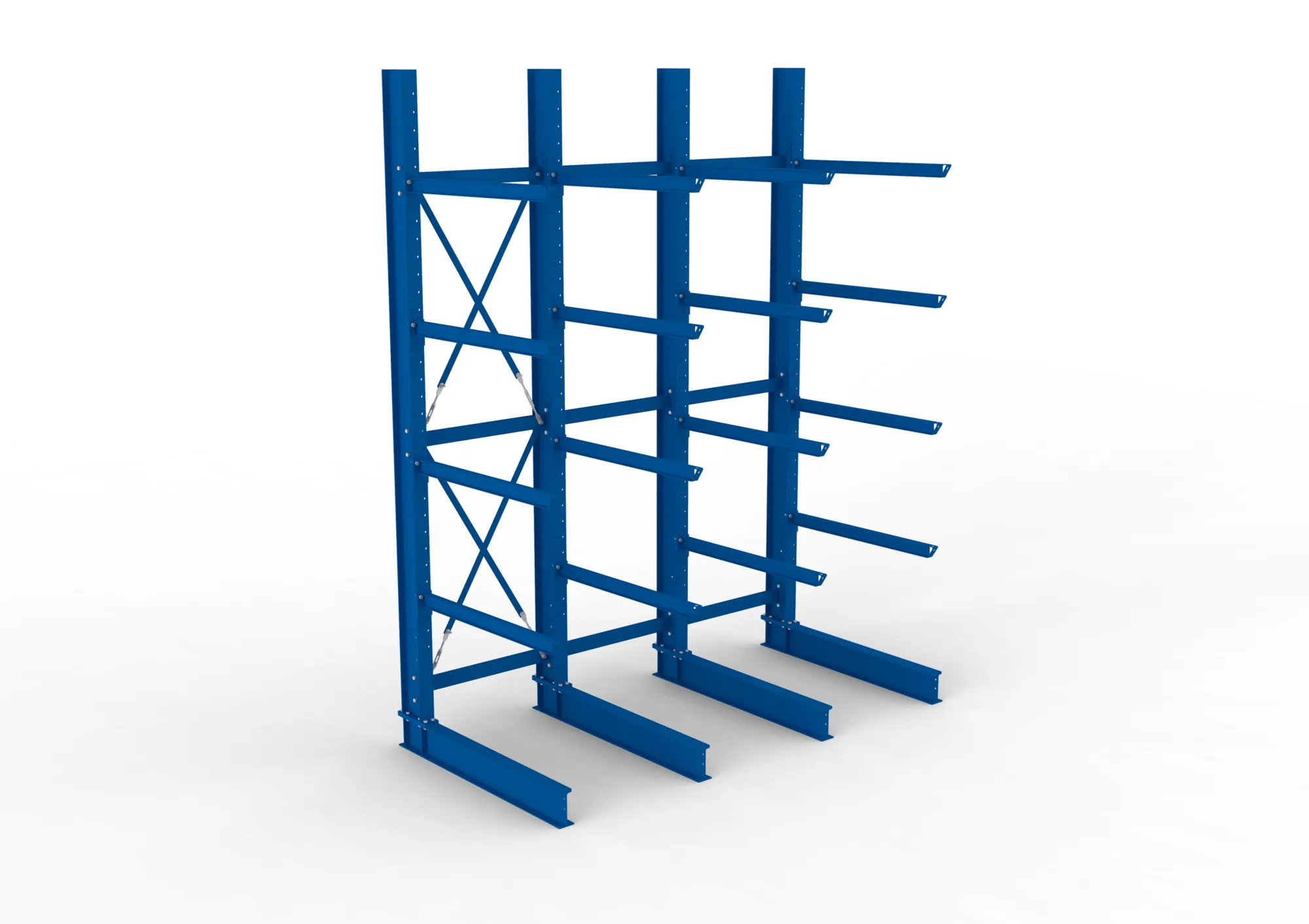 META MULTISTRONG H, Kragarmregal, 3 Felder, 4000 x 3000 x 1250 mm, Armlast 400 kg, einseitig, 4+1 Ebenen – Ansicht von oben