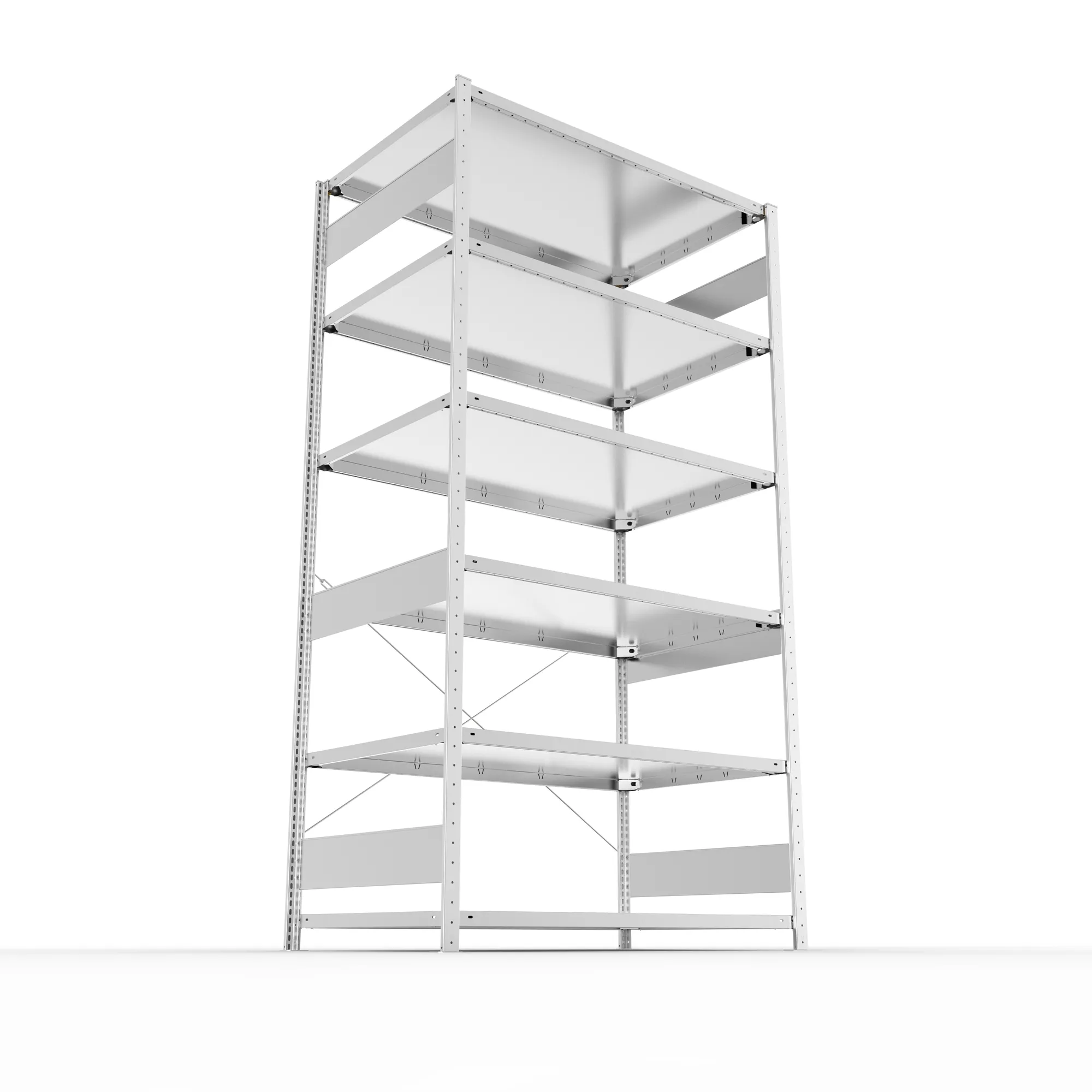 META CLIP S3, Fachbodenregal, Grundregal, 2500 x 1300 x 800 mm, Fachlast 230 kg, 6 Ebenen, verzinkt – Ansicht von unten