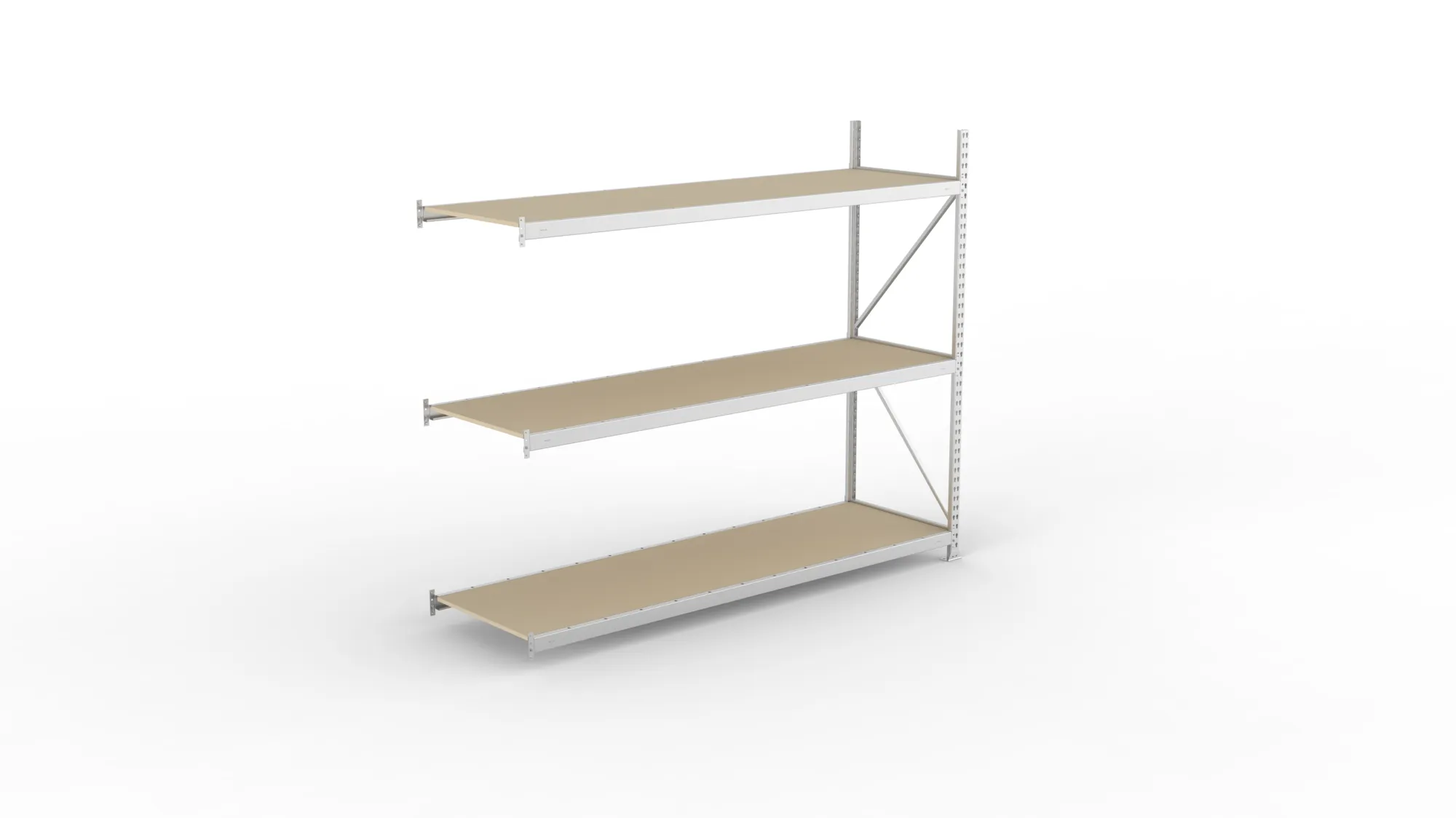 META MINI-RACK, Weitspannregal, Anbauregal, 2200 x 2600 x 800 mm, Fachlast 490 kg, Spanplattenböden, 3 Ebenen – Ansicht von oben