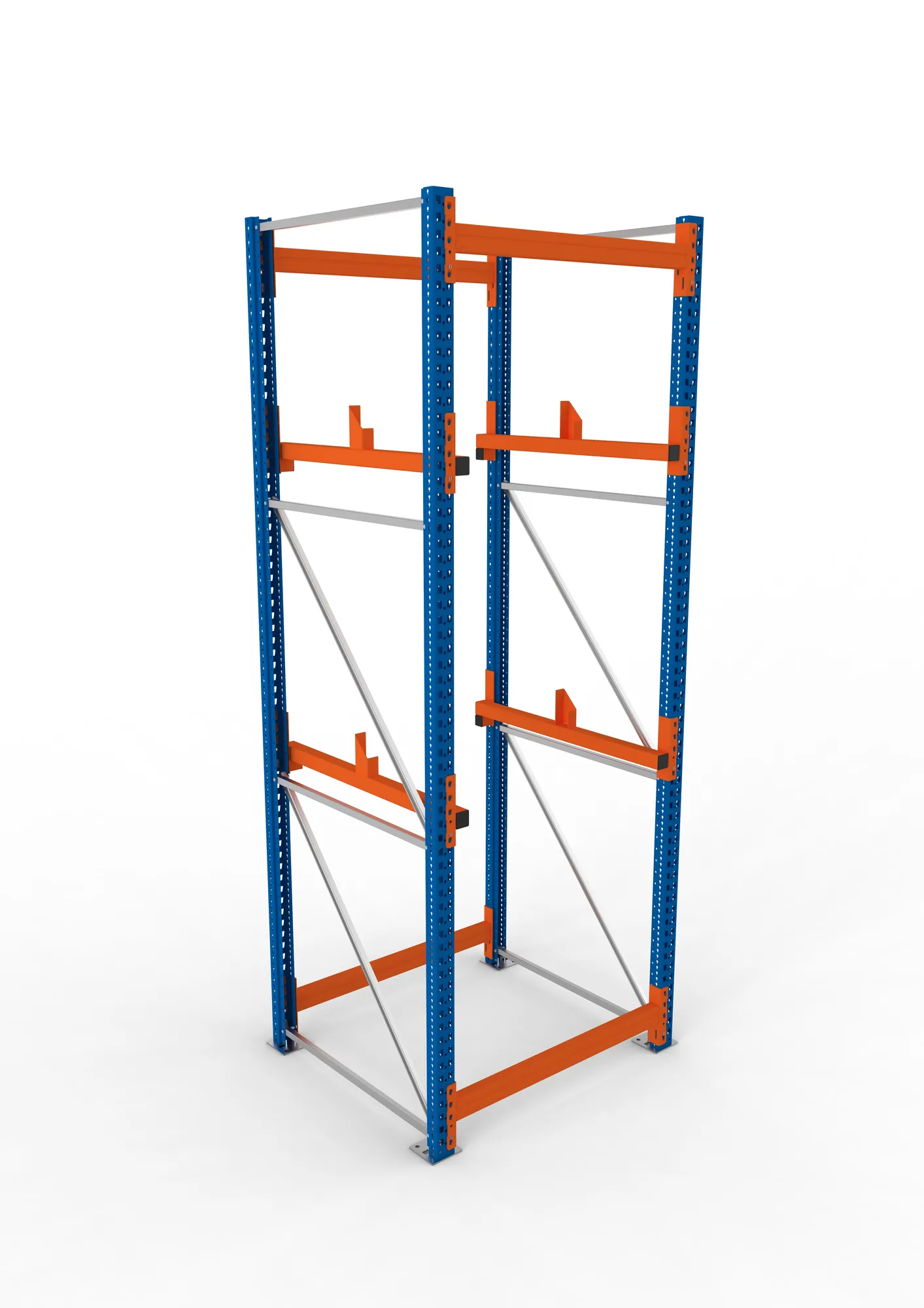 META MULTIPAL, Kabeltrommelregal, Grundregal, 3300 x 1100 x 1100 mm, Feldlast 4000 kg, 2 Ebenen, Typ 1, RAL 5010 – Ansicht von oben