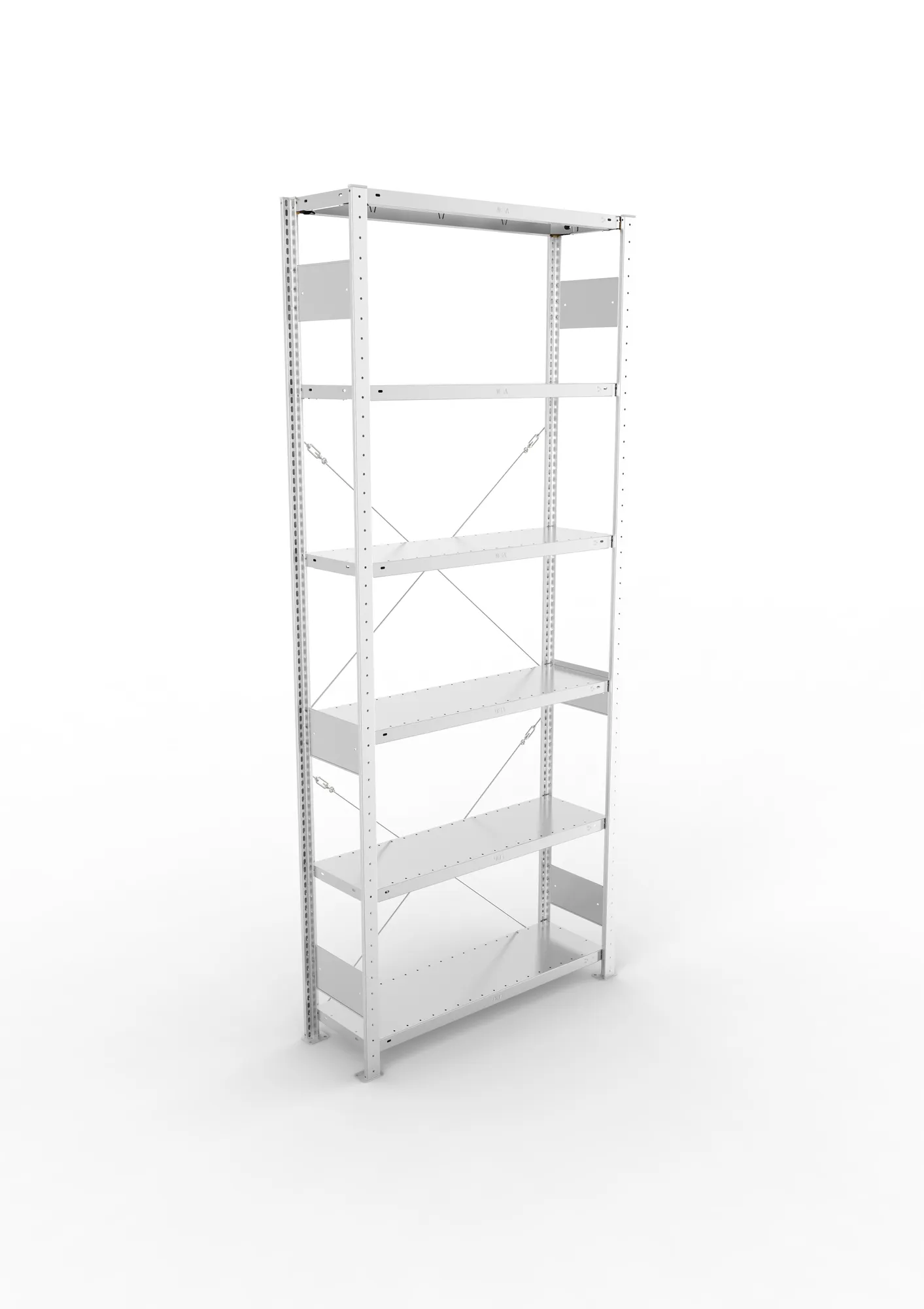 META CLIP S3, Fachbodenregal, Grundregal, 2500 x 1000 x 300 mm, Fachlast 150 kg, 6 Ebenen, verzinkt – Ansicht von oben