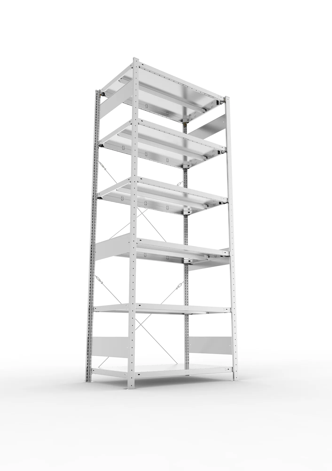 META CLIP, Fachbodenregal, Grundregal, 2500 x 1000 x 600 mm, Fachlast 330 kg, 6 Ebenen, verzinkt – Ansicht von unten