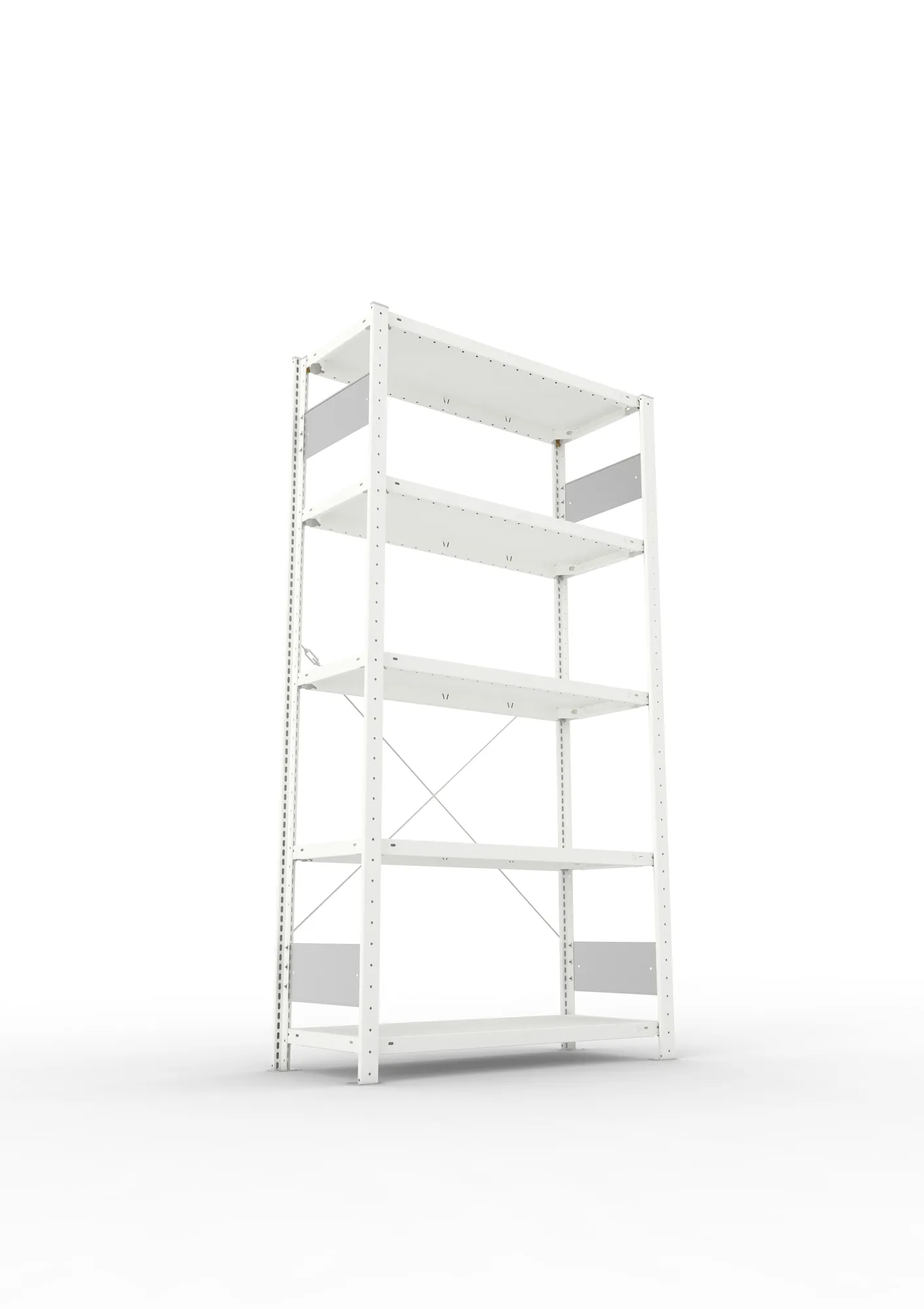 META CLIP S3, Fachbodenregal, Grundregal, 2000 x 1000 x 400 mm, Fachlast 150 kg, 5 Ebenen, RAL 7035 – Ansicht von unten