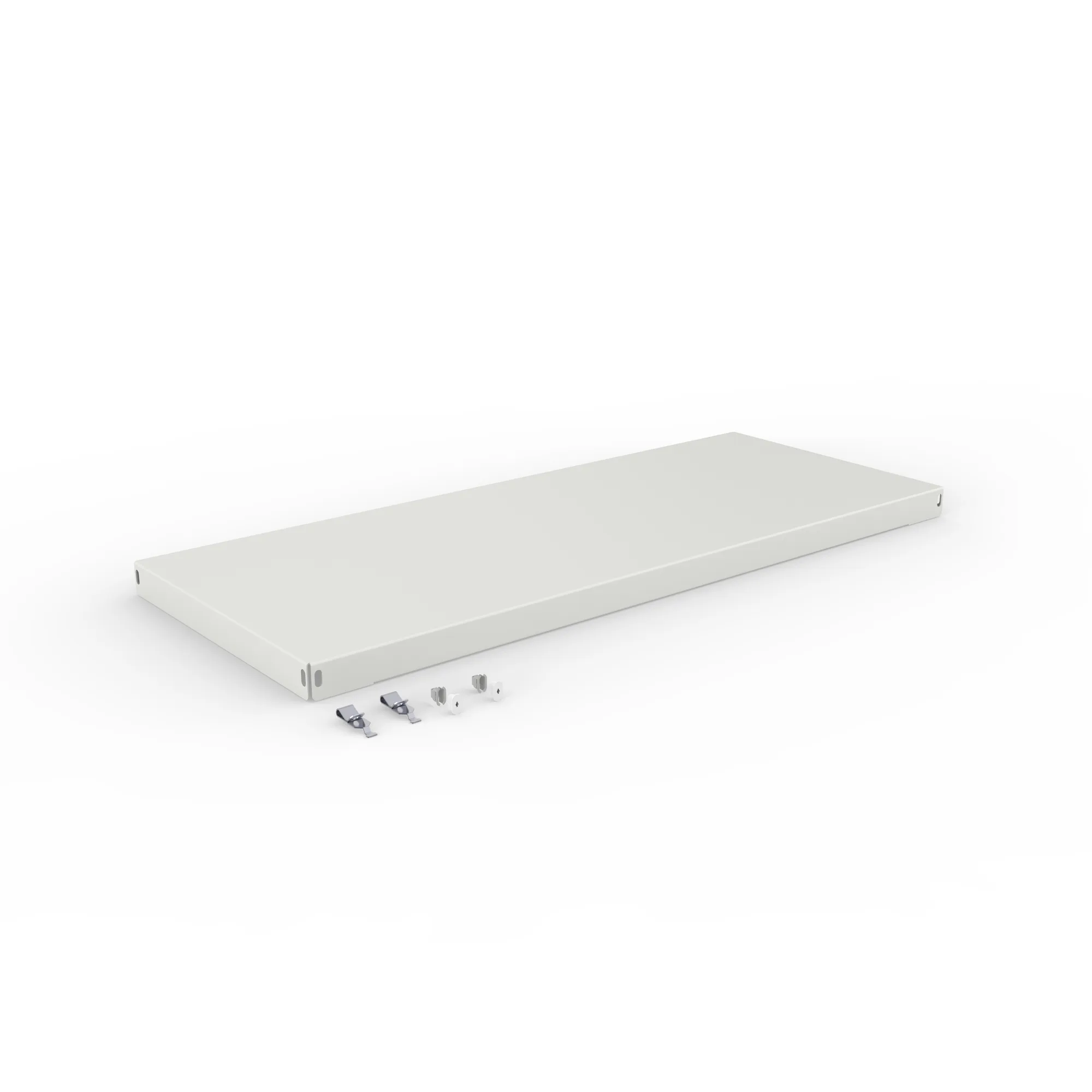 META CLIP, Schubladen-Abdeckboden, 1000 x 400 mm, RAL 7035, mit Fachbodenträgern – Ansicht in Blickhöhe