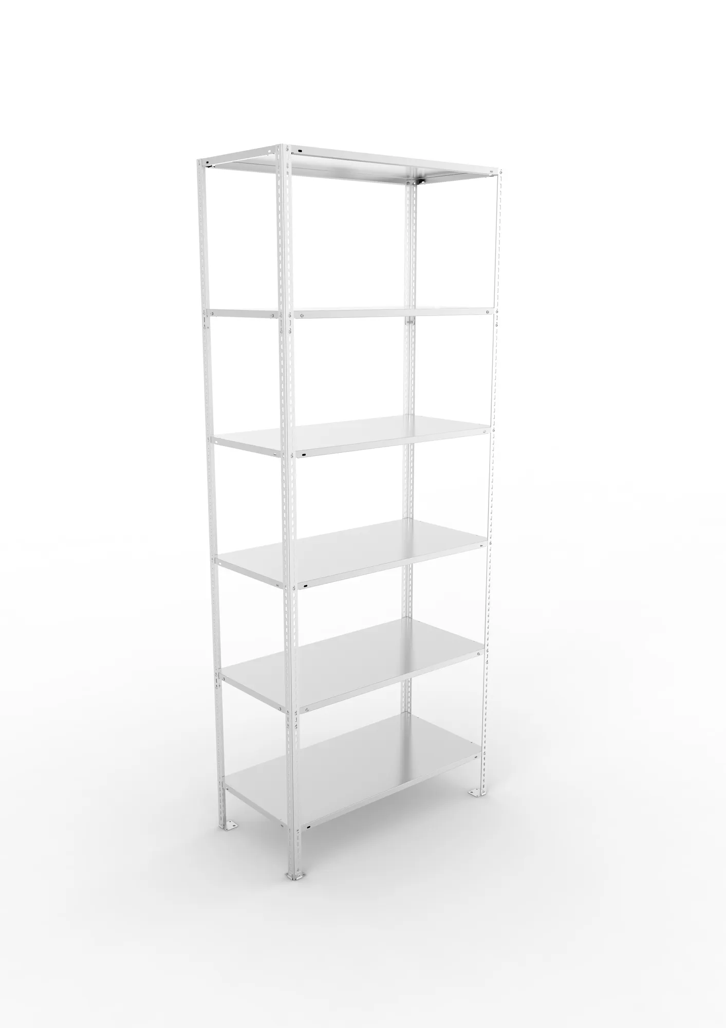 META FIX, Fachbodenregal, Grundregal, 2500 x 1000 x 500 mm, Fachlast 80 kg, 6 Ebenen, verzinkt – Ansicht von oben