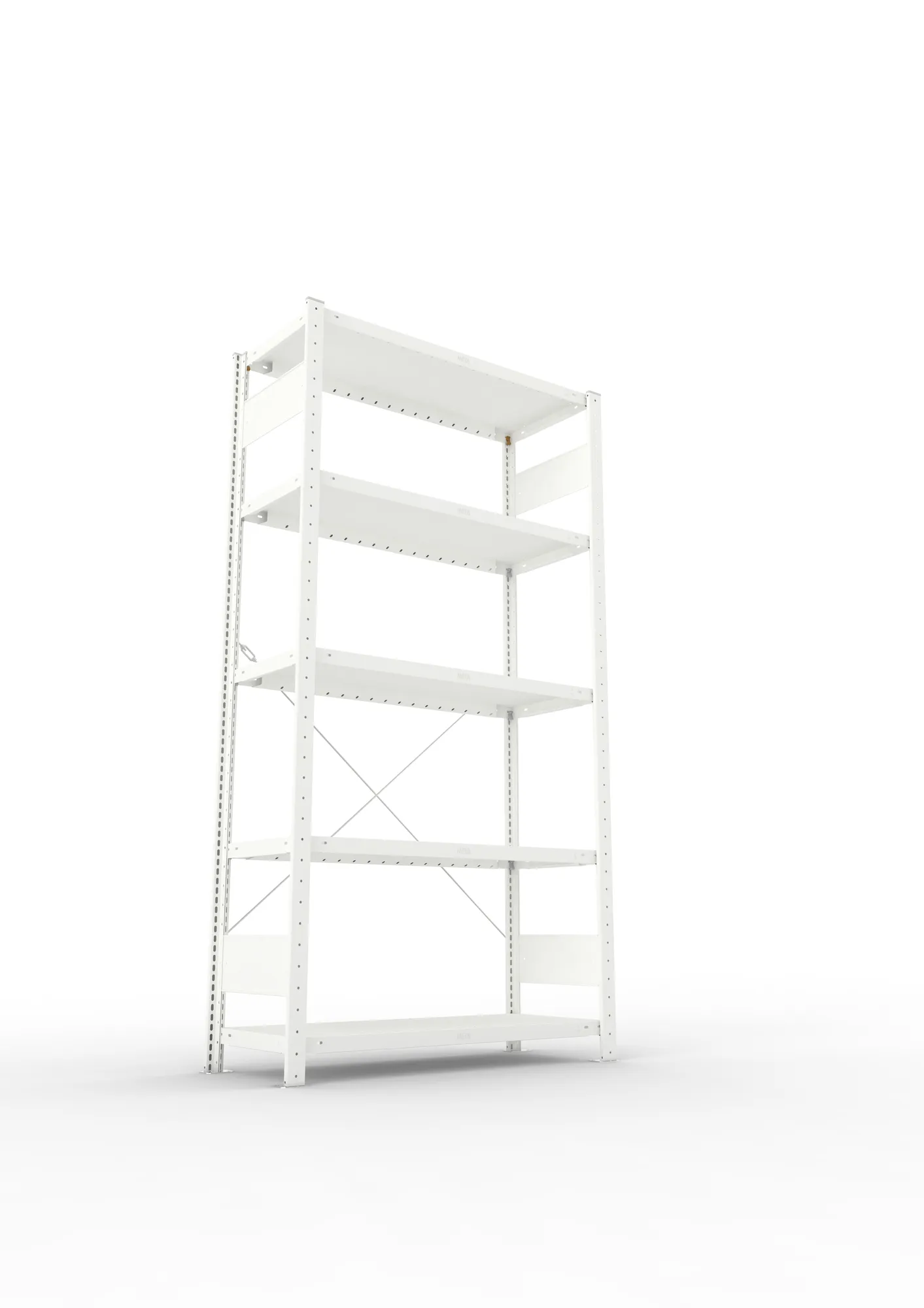 META CLIP, Fachbodenregal, Grundregal, 2000 x 1000 x 400 mm, Fachlast 230 kg, 5 Ebenen, RAL 7035 – Ansicht von unten