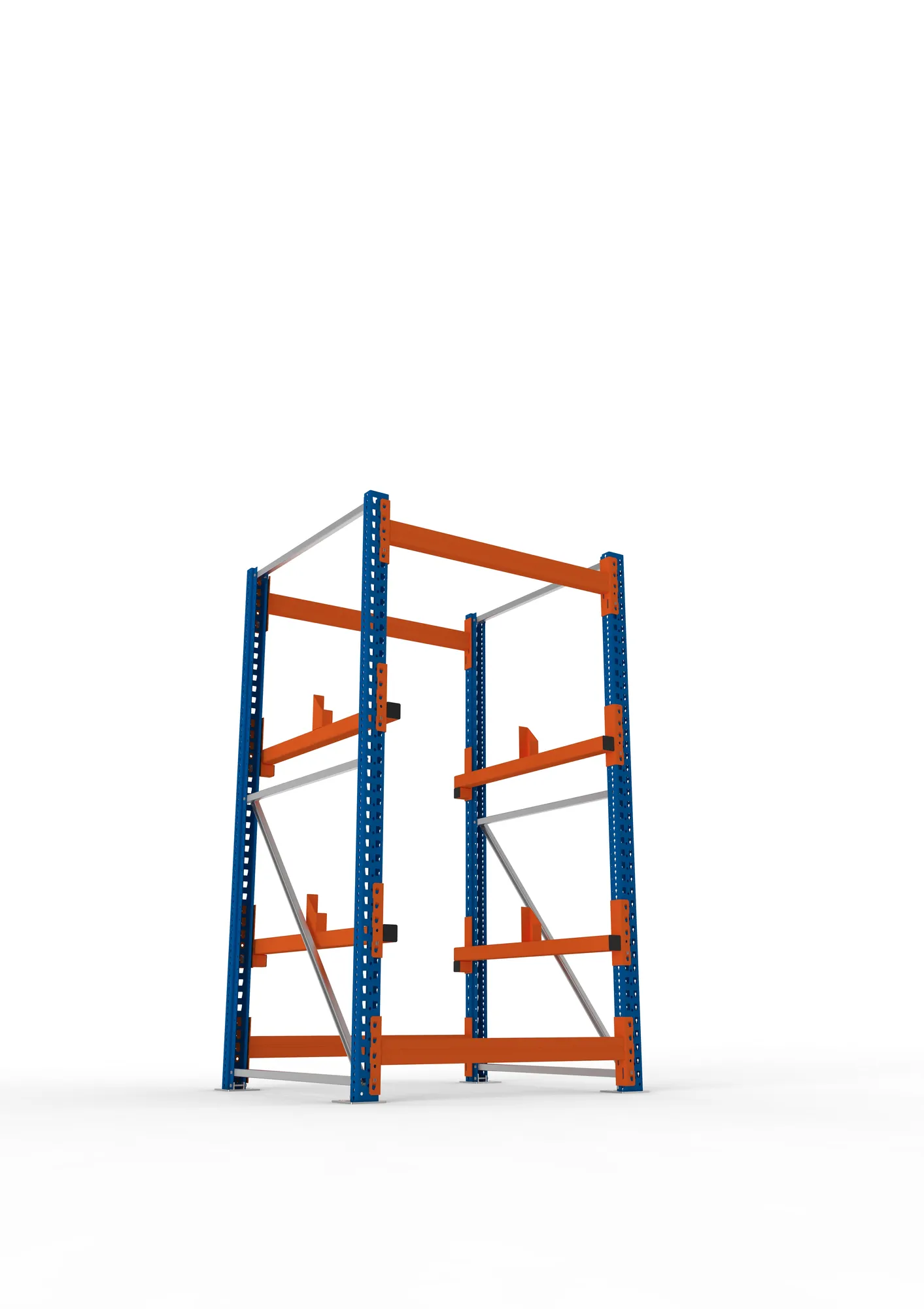 META MULTIPAL, Kabeltrommelregal, Grundregal, 2200 x 1100 x 1100 mm, Feldlast 4000 kg, 2 Ebenen, Typ 1, RAL 5010 – Ansicht von unten