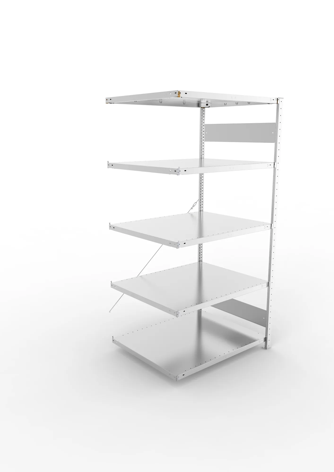 META CLIP S3, Fachbodenregal, Anbauregal, 2000 x 1000 x 800 mm, Fachlast 230 kg, 5 Ebenen, verzinkt – Ansicht von oben