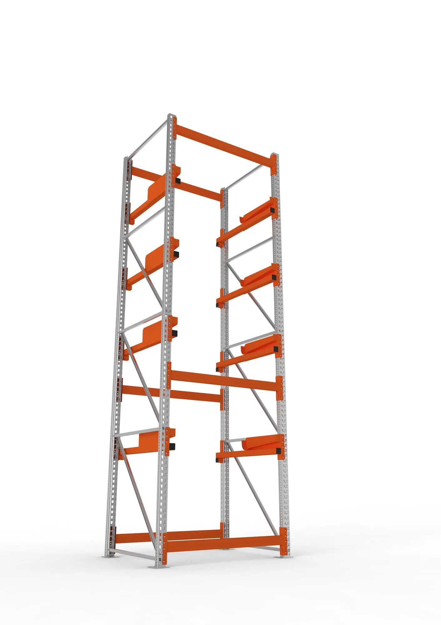 META MULTIPAL, Kabeltrommelregal, Grundregal, 4400 x 1300 x 1100 mm, Feldlast 5500 kg, 4 Ebenen, Typ 2, RAL 5010 – Ansicht von unten