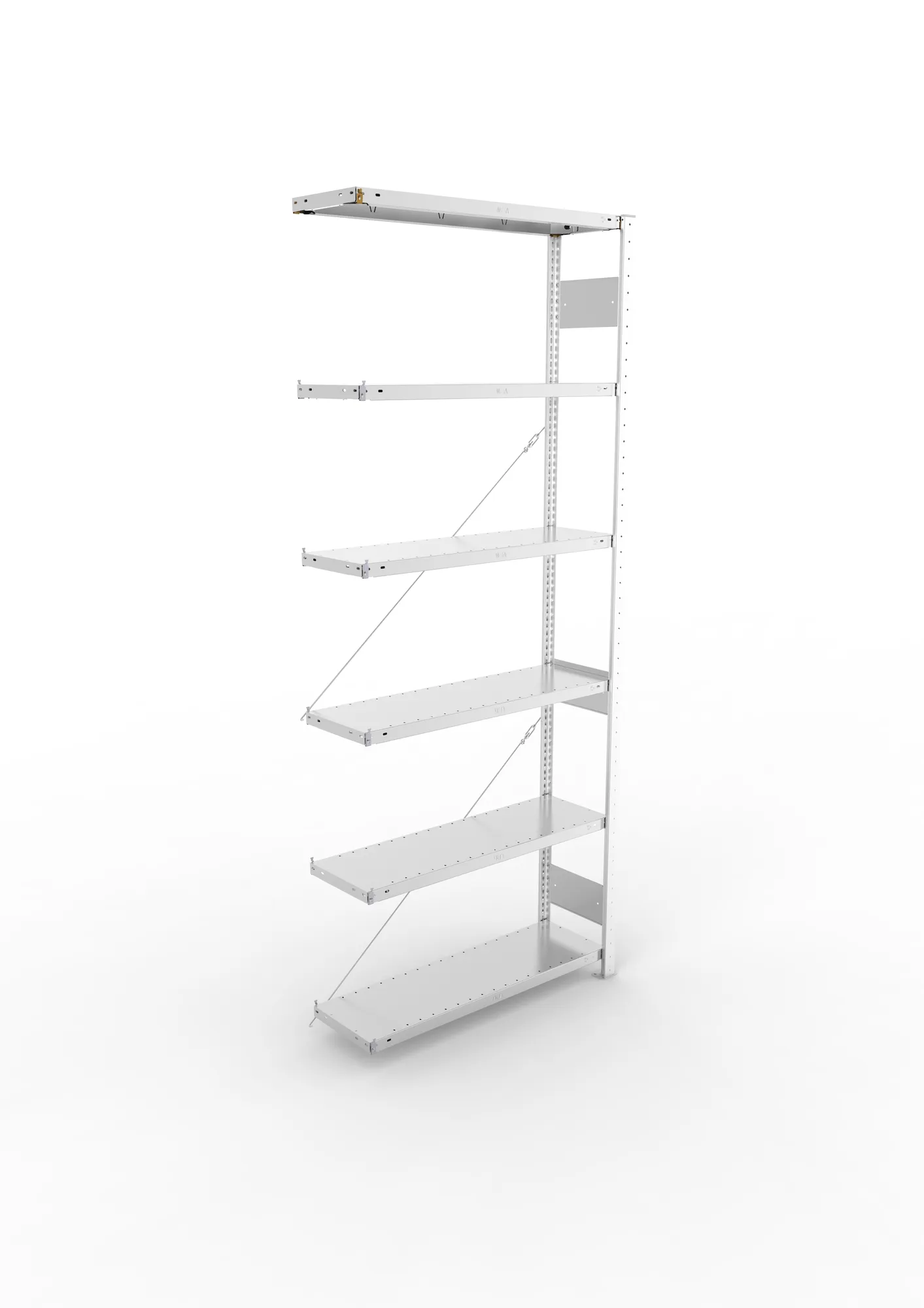 META CLIP S3, Fachbodenregal, Anbauregal, 2500 x 1000 x 300 mm, Fachlast 150 kg, 6 Ebenen, verzinkt – Ansicht von oben