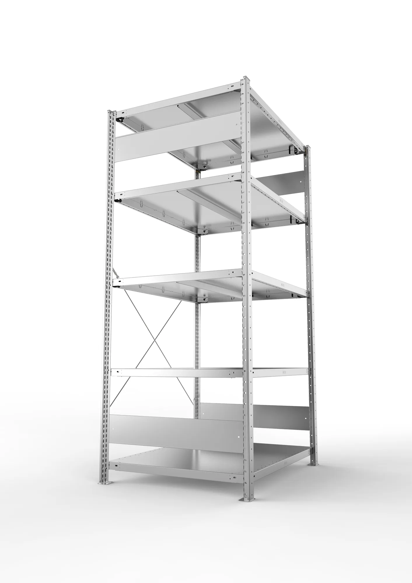 META CLIP, Fachbodenregal, Grundregal, 2000 x 1000 x 800 mm, Fachlast 330 kg, 5 Ebenen, verzinkt – Seitenansicht