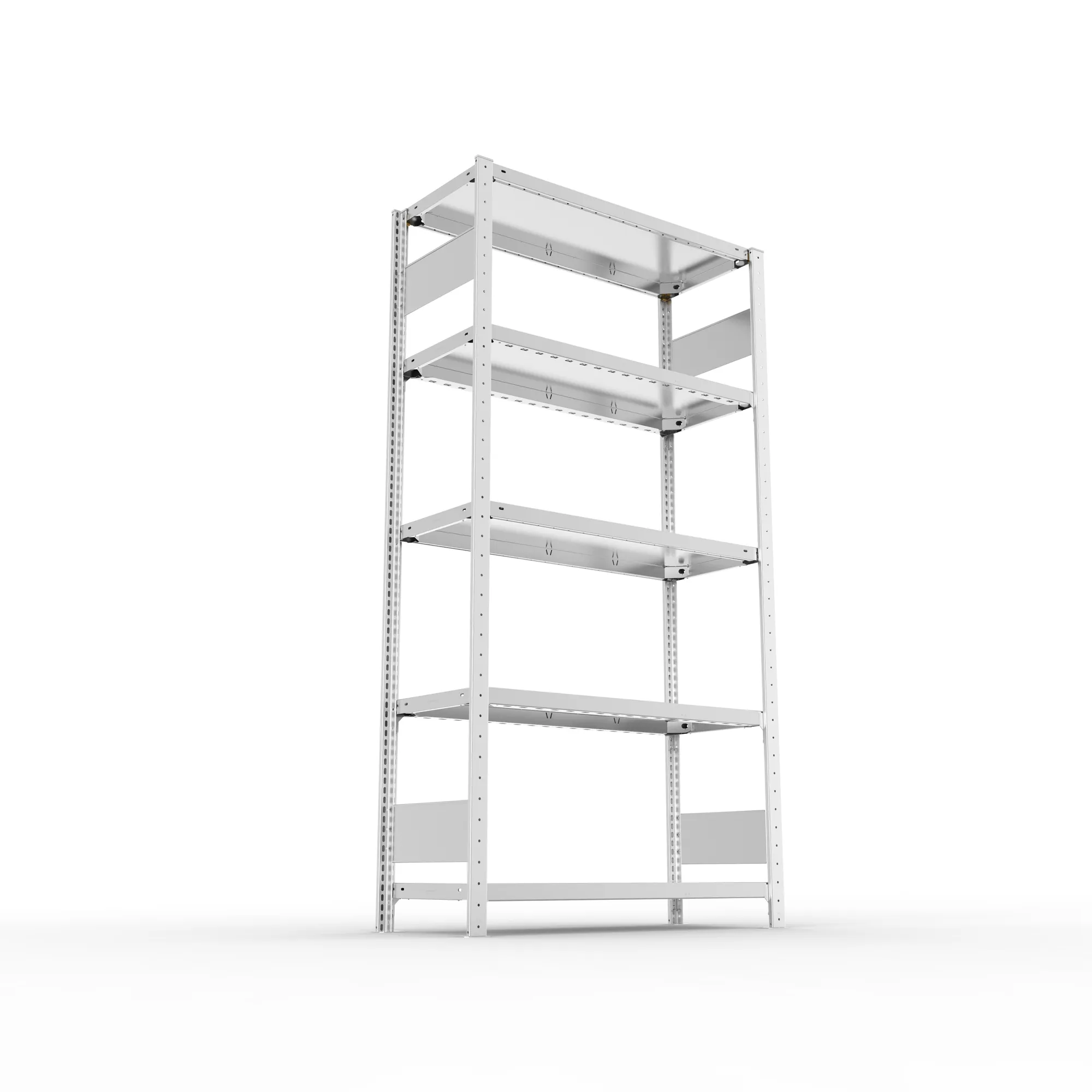 META CLIP S3, Fachbodenregal, Grundregal, 2000 x 1000 x 400 mm, Fachlast 230 kg, 5 Ebenen, Längsriegel, verzinkt – Ansicht von unten