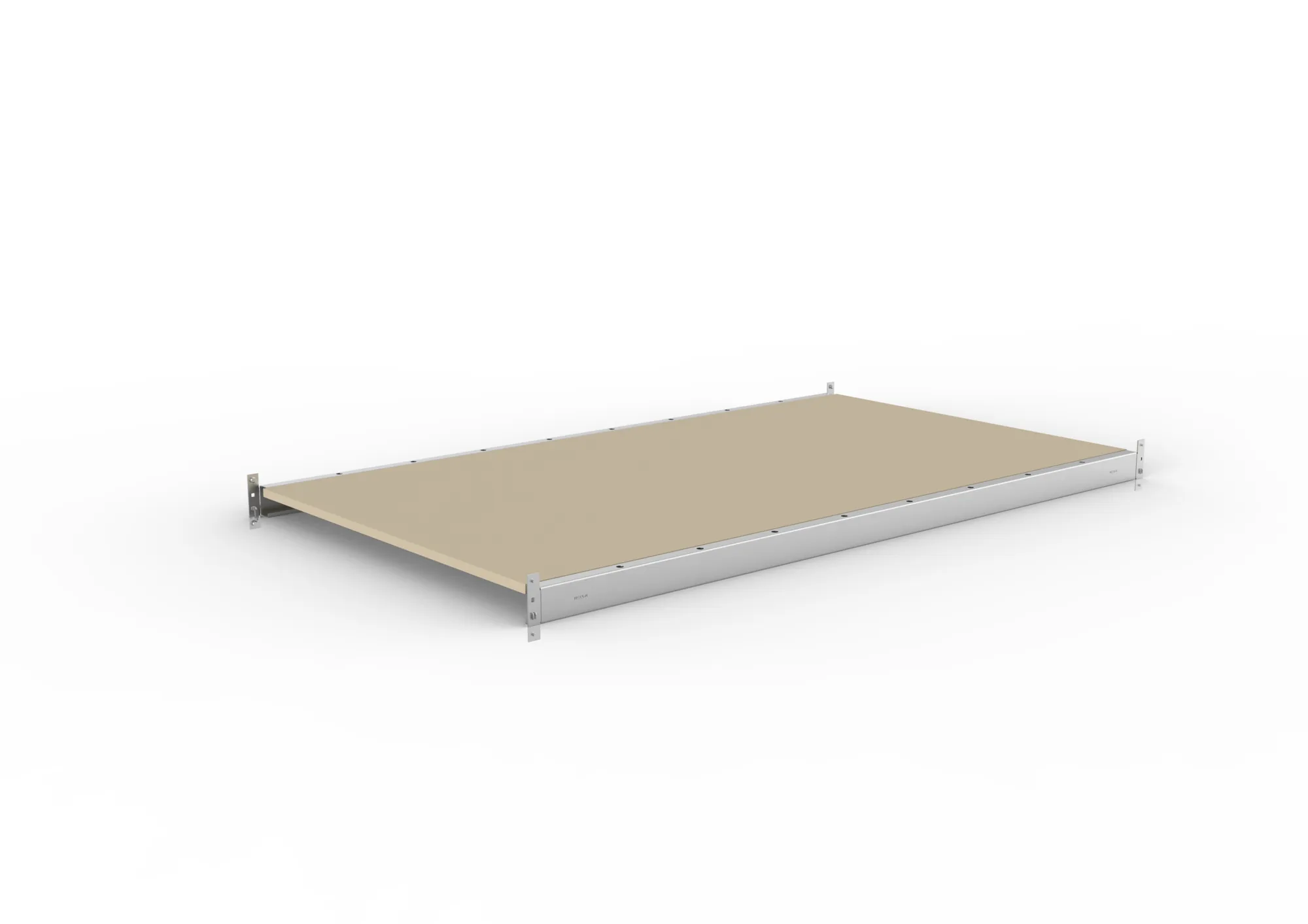 META MINI-RACK, Zusatzboden Spanplatte, 1800 x 1050 mm, verzinkt – Ansicht in Blickhöhe