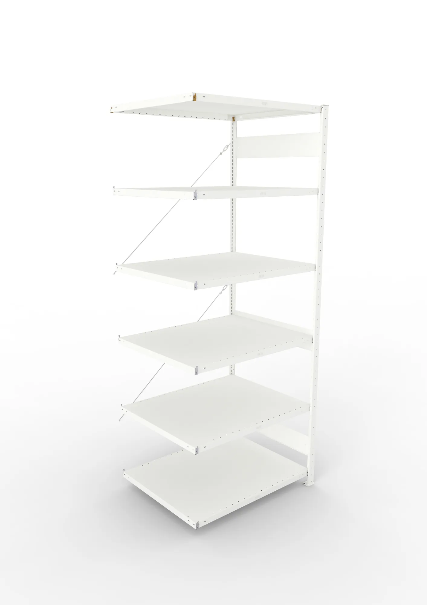 META CLIP, Fachbodenregal, Anbauregal, 2500 x 1000 x 800 mm, Fachlast 230 kg, 6 Ebenen, RAL 7035 – Ansicht von oben