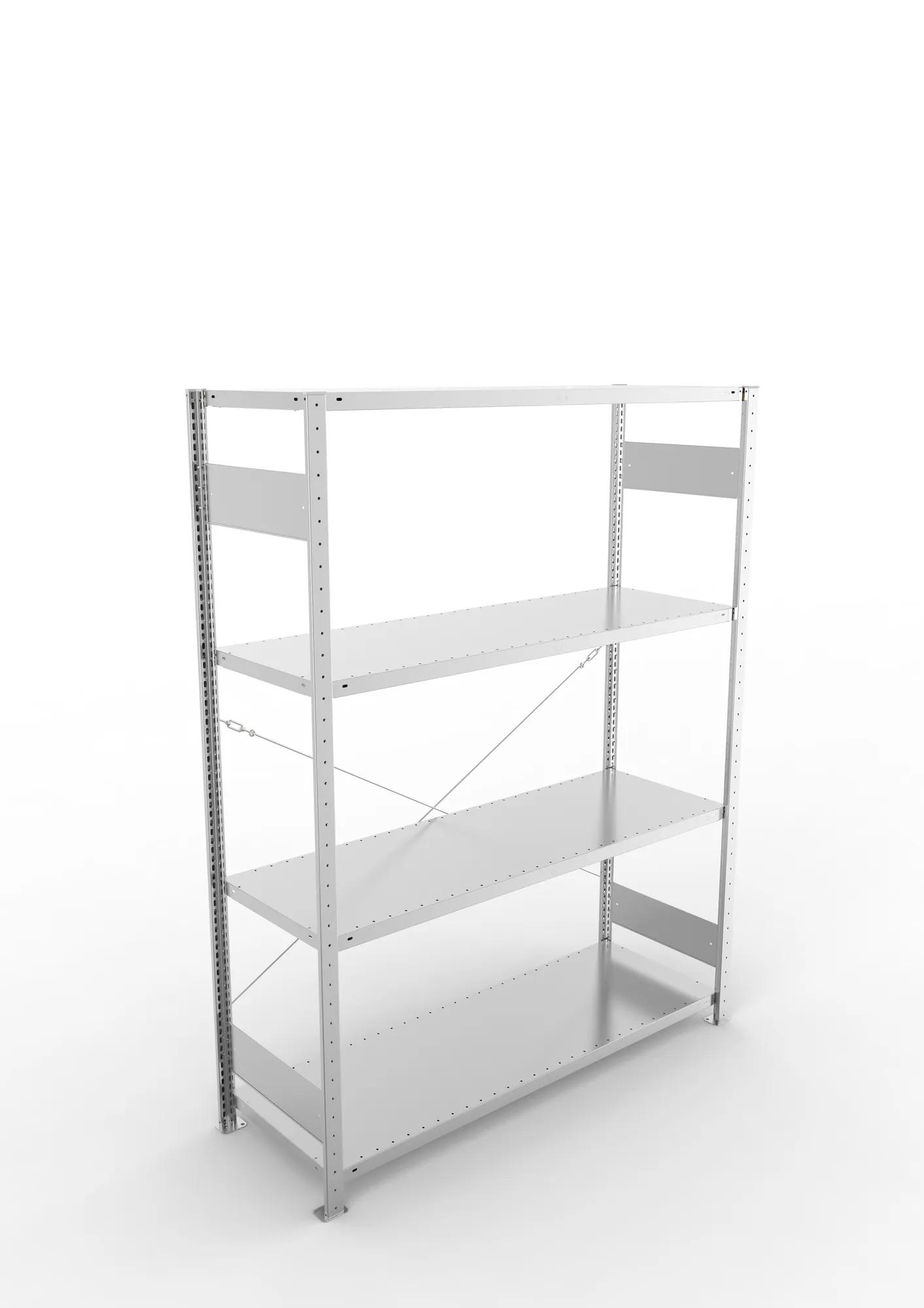 META CLIP S3, Fachbodenregal, Grundregal, 2000 x 1500 x 500 mm, Fachlast 200 kg, 4 Ebenen, verzinkt – Ansicht von oben