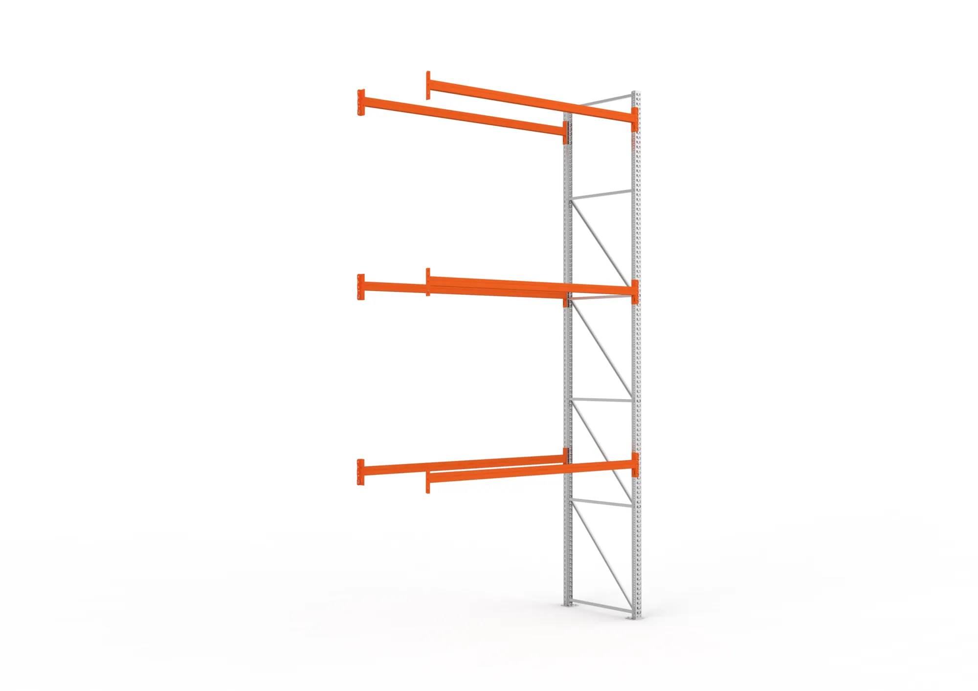 META MULTIPAL, Palettenregal, Anbauregal, 5500 x 2700 x 1100 mm, Fachlast 470 kg, 4 Ebenen, 12 Paletten, verzinkt – Ansicht in Blickhöhe