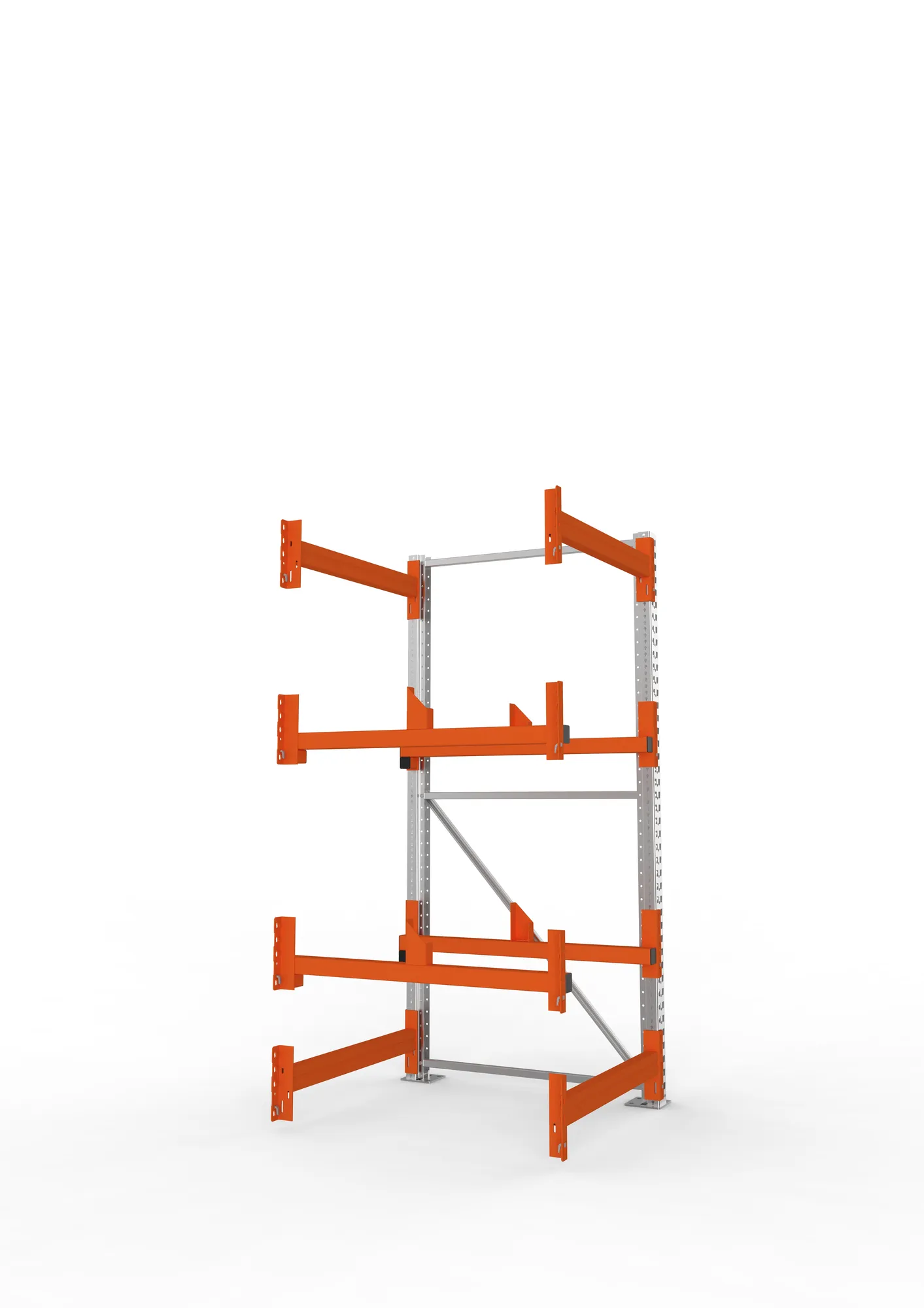 META MULTIPAL, Kabeltrommelregal, Anbauregal, 2200 x 900 x 1100 mm, Feldlast 4000 kg, 2 Ebenen, Typ 1, verzinkt – Seitenansicht