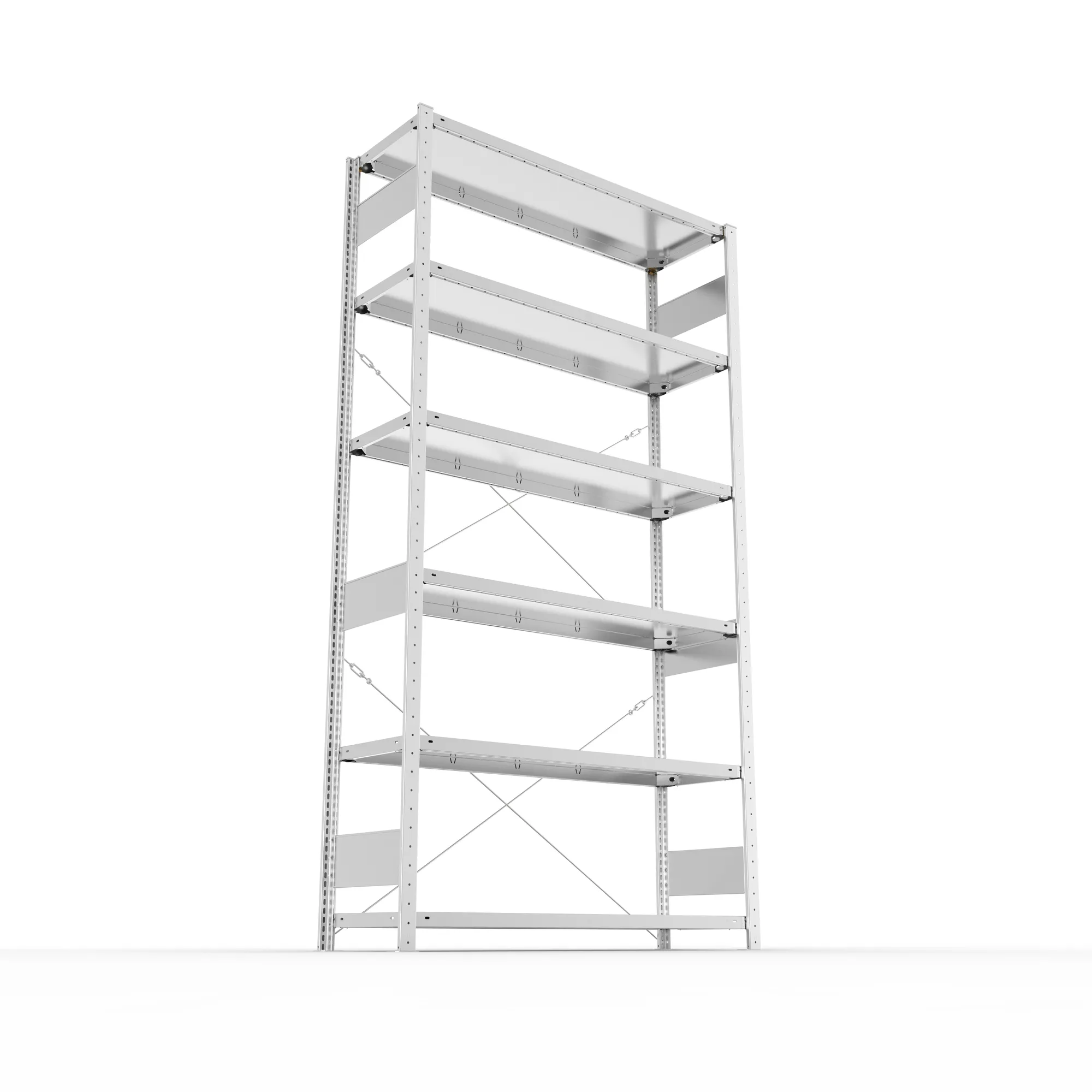 META CLIP S3, Fachbodenregal, Grundregal, 2500 x 1300 x 400 mm, Fachlast 150 kg, 6 Ebenen, verzinkt – Ansicht von unten