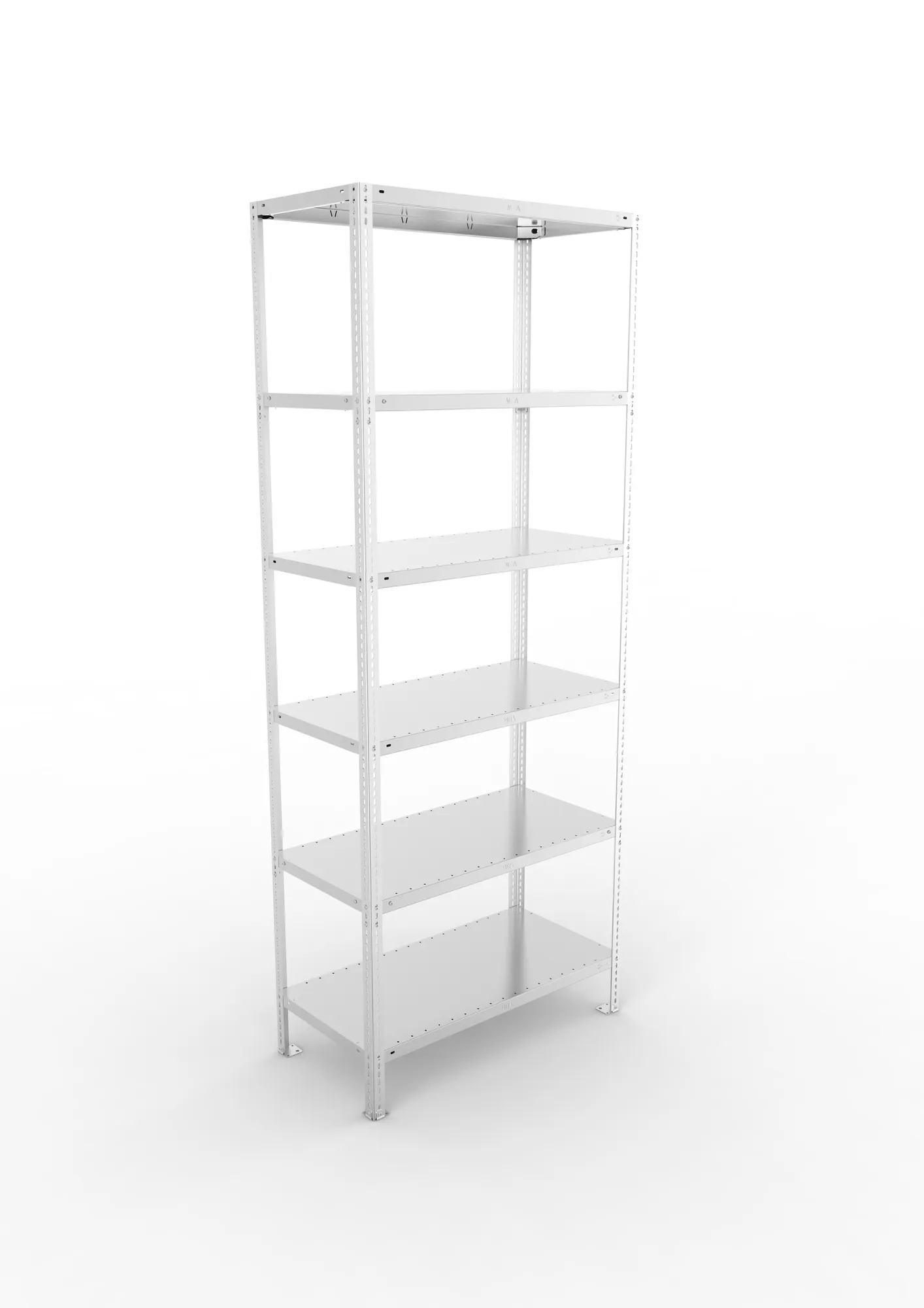 META FIX, Fachbodenregal, Grundregal, 2500 x 1000 x 500 mm, Fachlast 150 kg, 6 Ebenen, verzinkt – Ansicht von oben