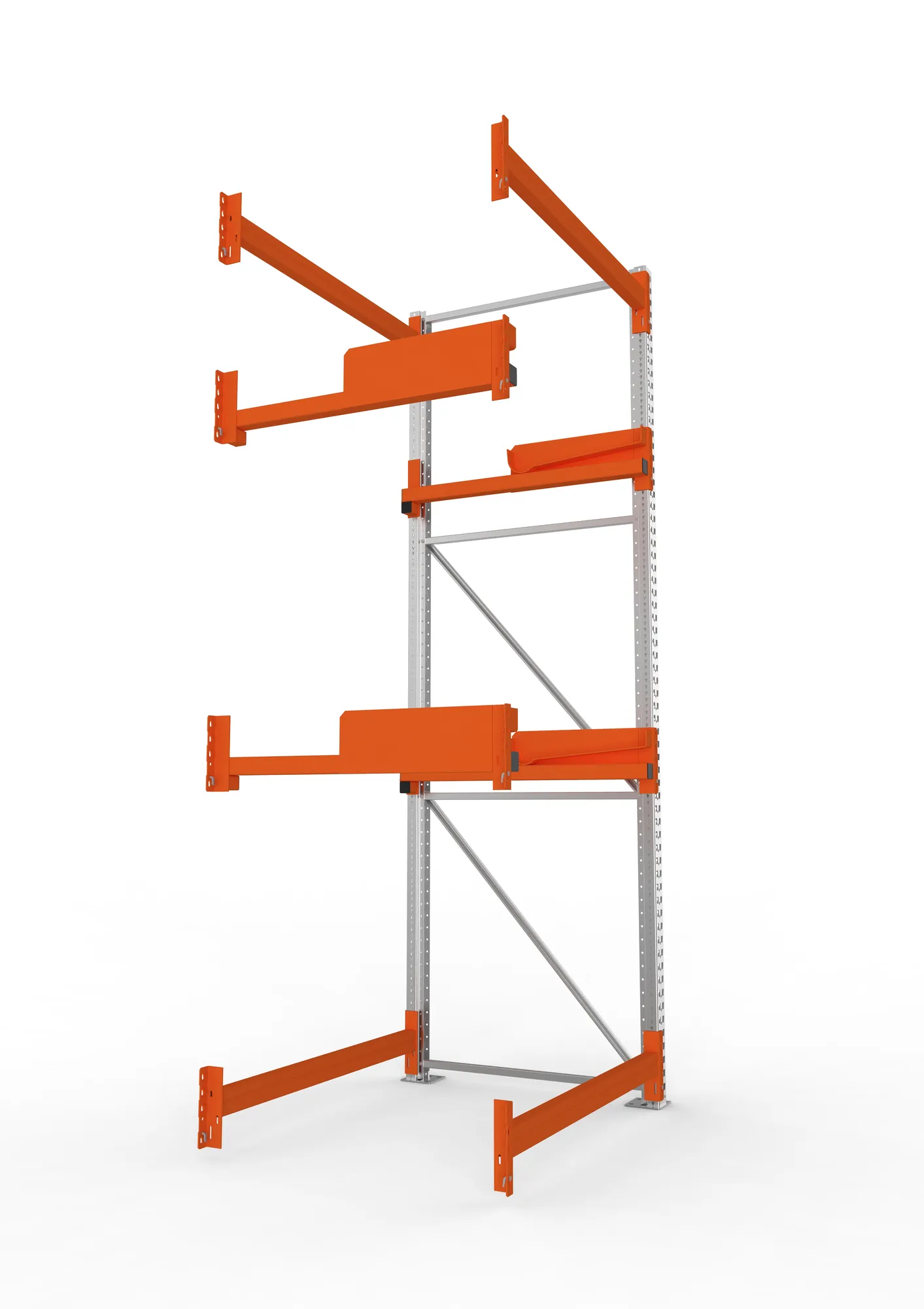 META MULTIPAL, Kabeltrommelregal, Anbauregal, 3300 x 1300 x 1100 mm, Feldlast 4000 kg, 2 Ebenen, Typ 2, verzinkt – Seitenansicht