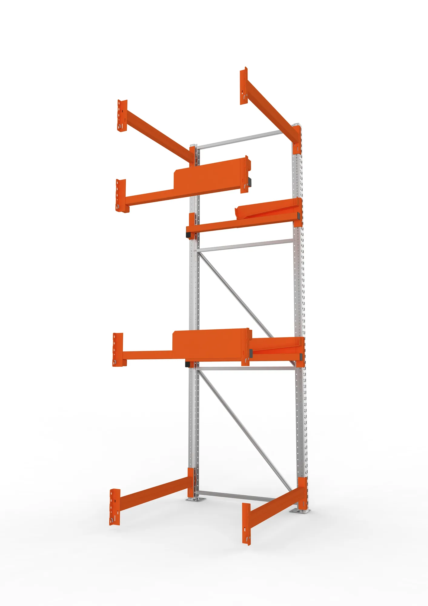 META MULTIPAL, Kabeltrommelregal, Anbauregal, 3300 x 1100 x 1100 mm, Feldlast 4000 kg, 2 Ebenen, Typ 2, verzinkt – Seitenansicht