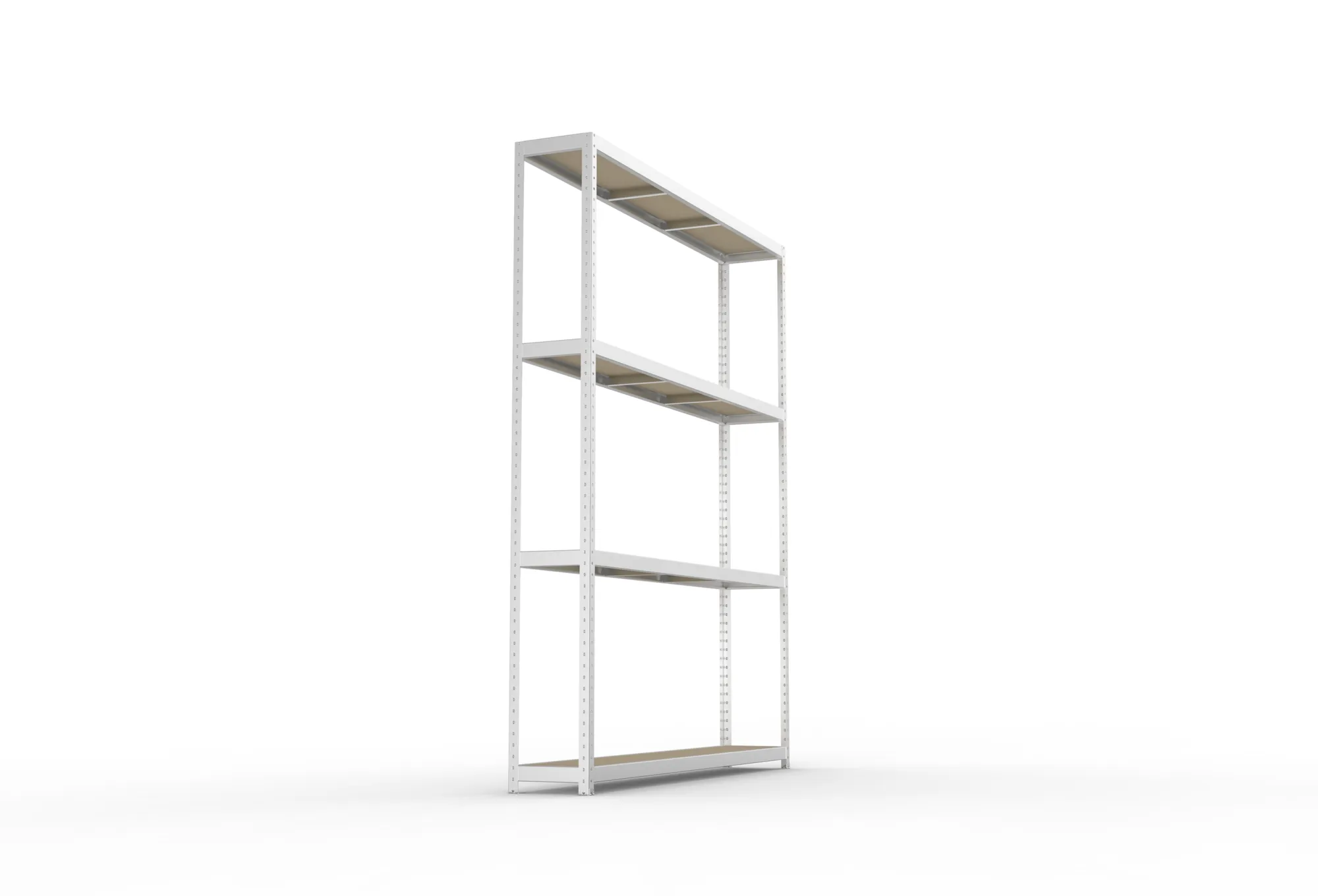 META SPEED-RACK, Weitspannregal, 2970 x 2500 x 400 mm, Fachlast 400 kg, Spanplattenböden, 4 Ebenen – Seitenansicht