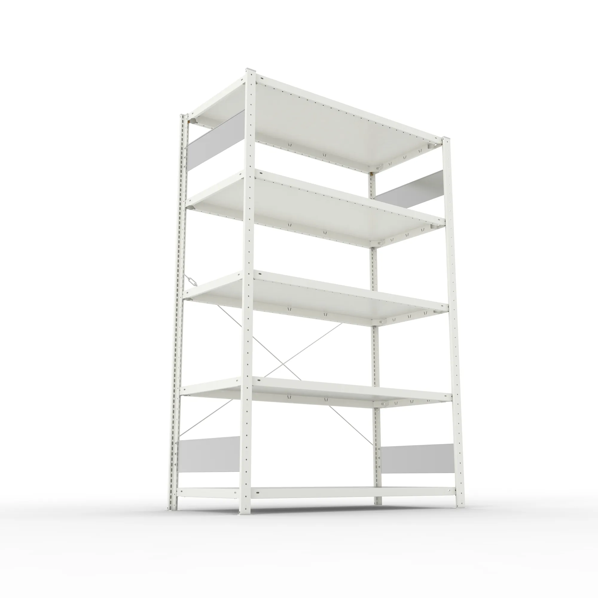 META CLIP S3, Fachbodenregal, Grundregal, 2000 x 1300 x 600 mm, Fachlast 150 kg, 5 Ebenen, RAL 7035 – Ansicht von unten