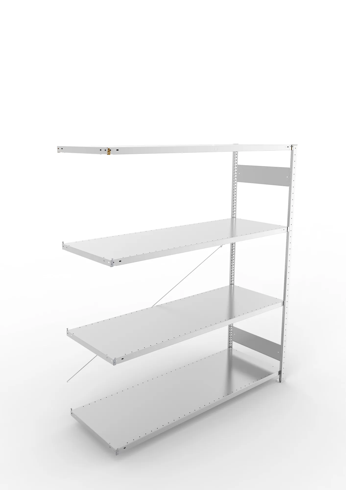 META CLIP S3, Fachbodenregal, Anbauregal, 2000 x 1700 x 600 mm, Fachlast 200 kg, 4 Ebenen, verzinkt – Ansicht von oben