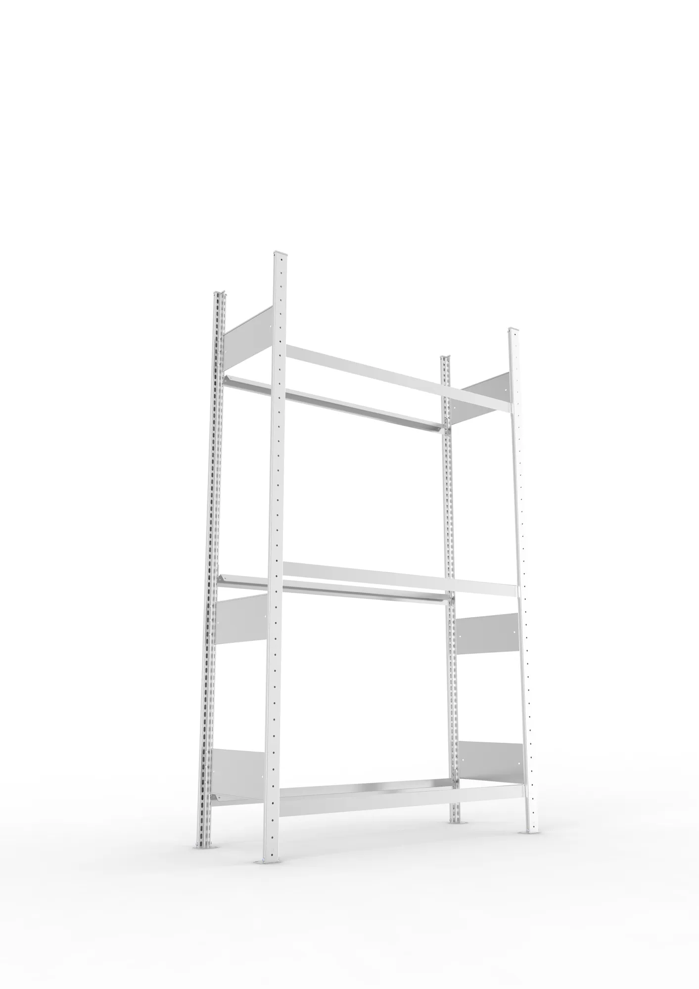 META CLIP S3, Reifenregal, Grundregal, 2000 x 1150 x 400 mm, Fachlast 150 kg, 3 Ebenen, verzinkt – Ansicht von unten