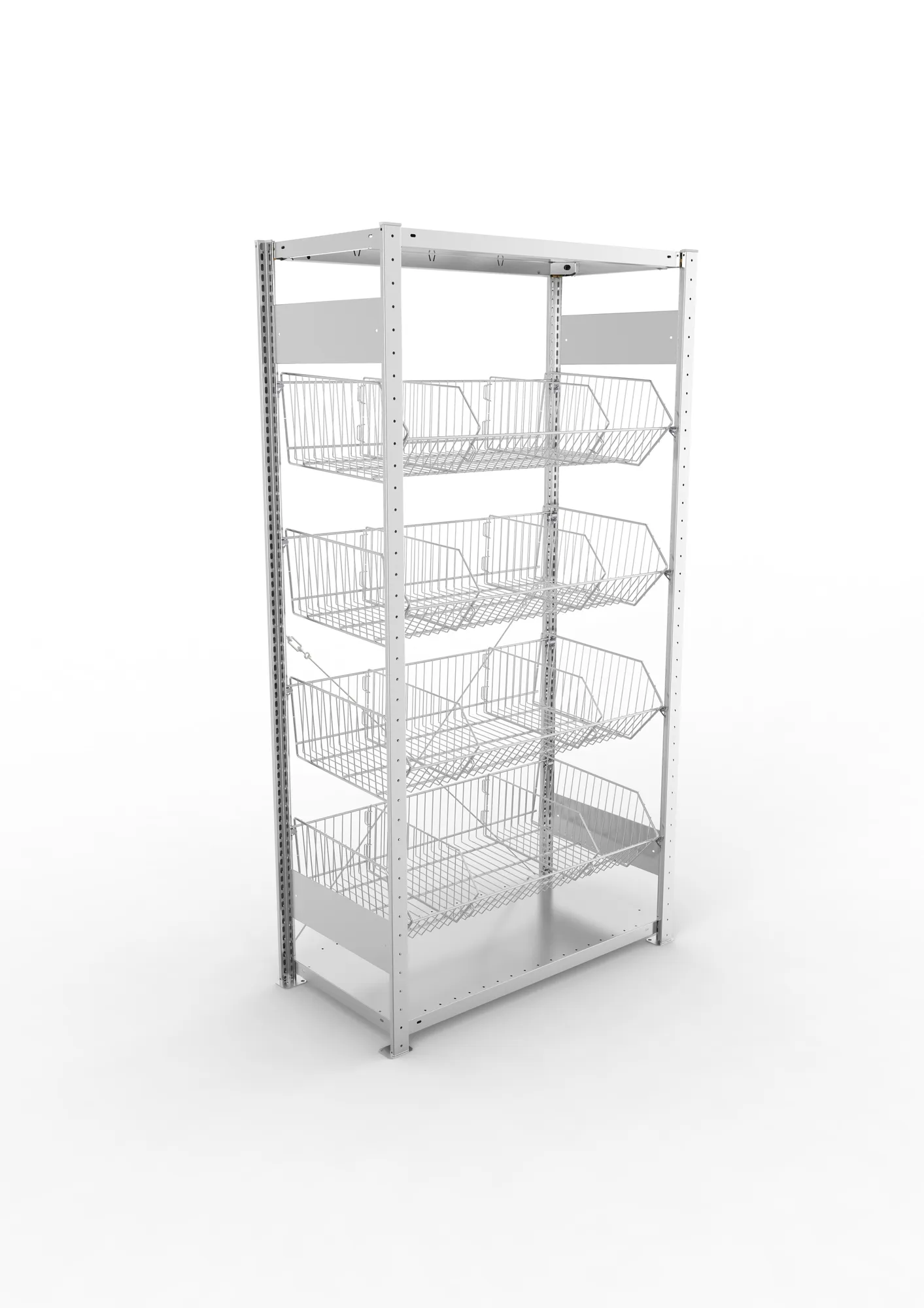 META CLIP, Gitterkorbregal, Grundregal, 2000 x 1000 x 500 mm, Fachlast 35 kg, verzinkt – Ansicht von oben