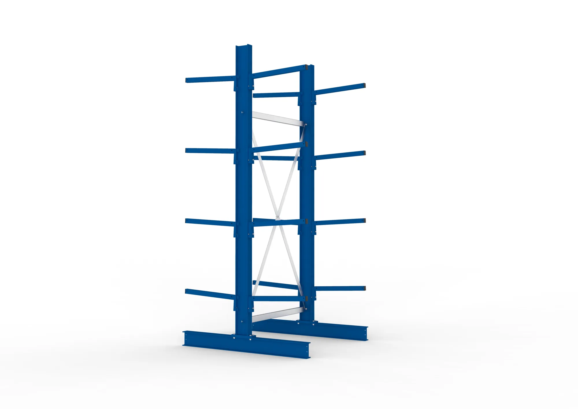 META MULTISTRONG L, Kragarmregal, Grundregal, 2500 x 1000 x 500 mm, Armlast 175 kg, doppelseitig, 4+1 Ebenen – Seitenansicht