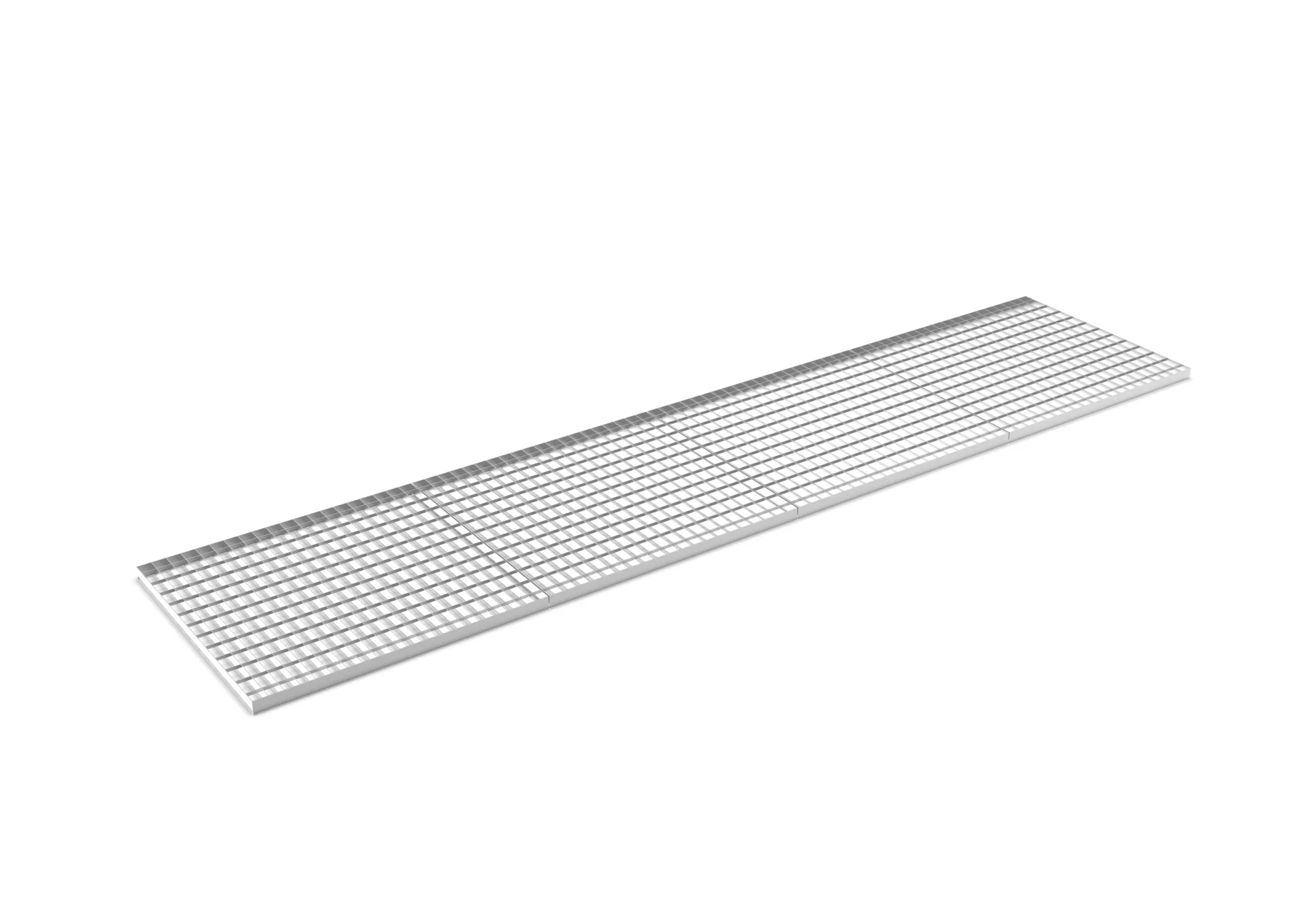 META MULTIPAL, Gitterrostboden aufgelegt, 3600 x 800 mm, 1000 kg/m², feuerverzinkt – Ansicht in Blickhöhe