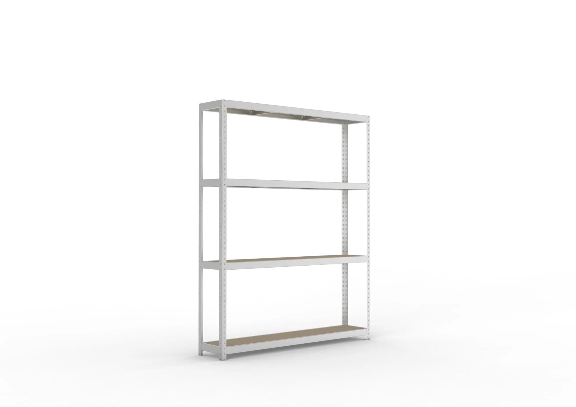 META SPEED-RACK, Weitspannregal, 2470 x 2000 x 400 mm, Fachlast 500 kg, Spanplattenböden, 4 Ebenen – Ansicht in Blickhöhe