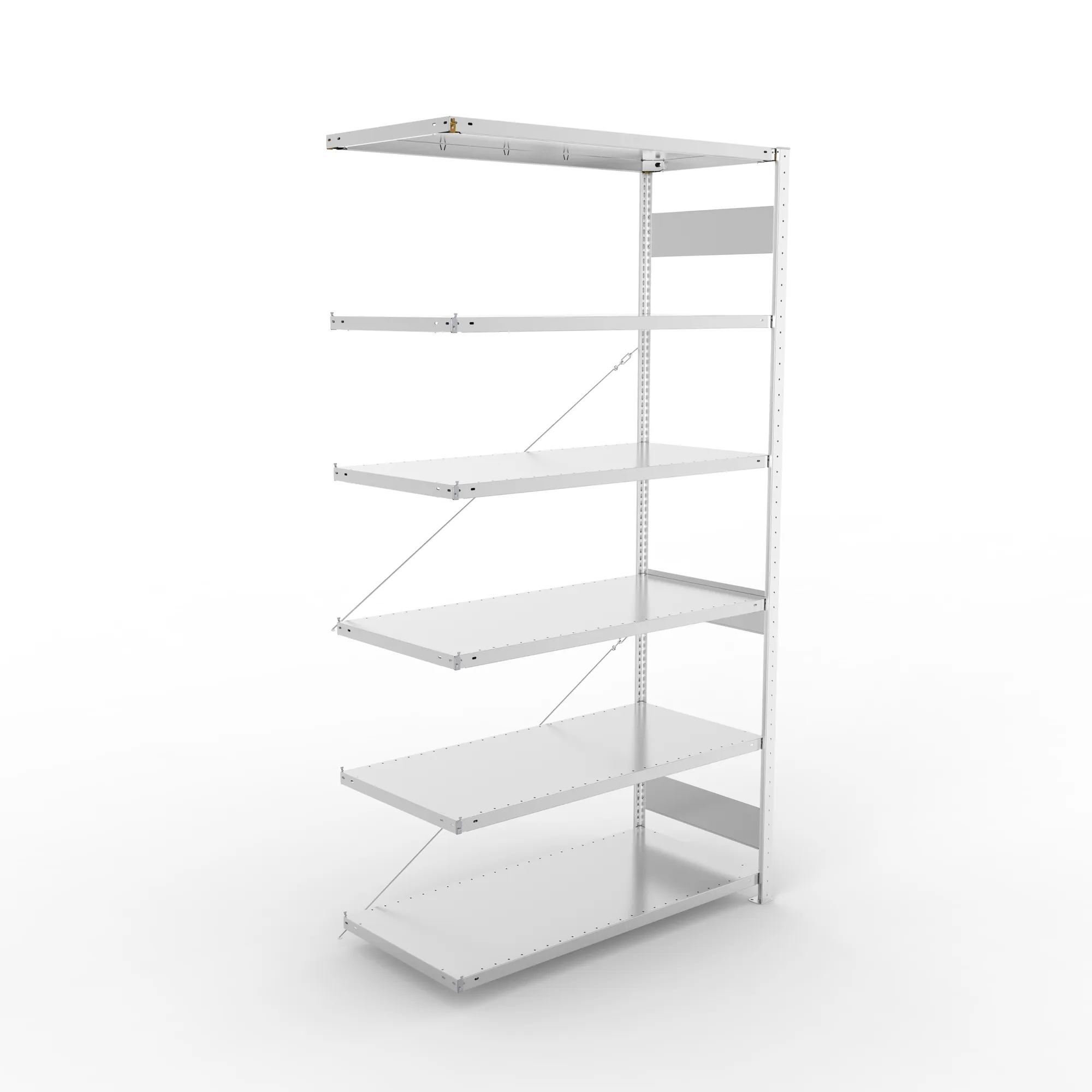 META CLIP S3, Fachbodenregal, Anbauregal, 2500 x 1300 x 600 mm, Fachlast 150 kg, 6 Ebenen, verzinkt – Ansicht von oben
