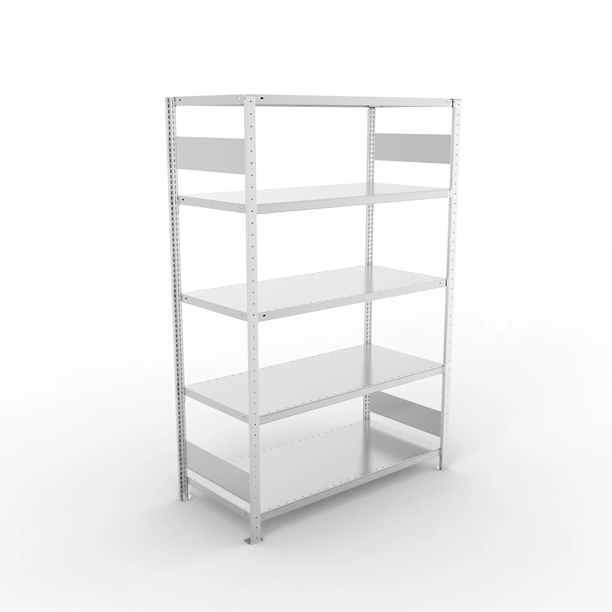 META CLIP S3, Fachbodenregal, Grundregal, 2000 x 1300 x 600 mm, Fachlast 230 kg, 4 Ebenen, Längsriegel, verzinkt – Ansicht von oben