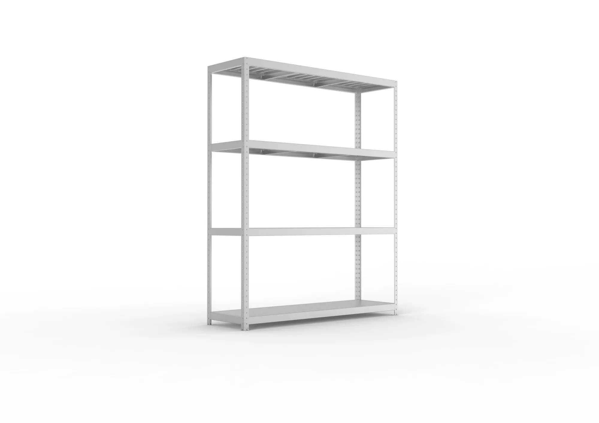 META SPEED-RACK, Weitspannregal, 2470 x 2000 x 600 mm, Fachlast 500 kg, Stahlpaneelböden, 4 Ebenen – Ansicht in Blickhöhe