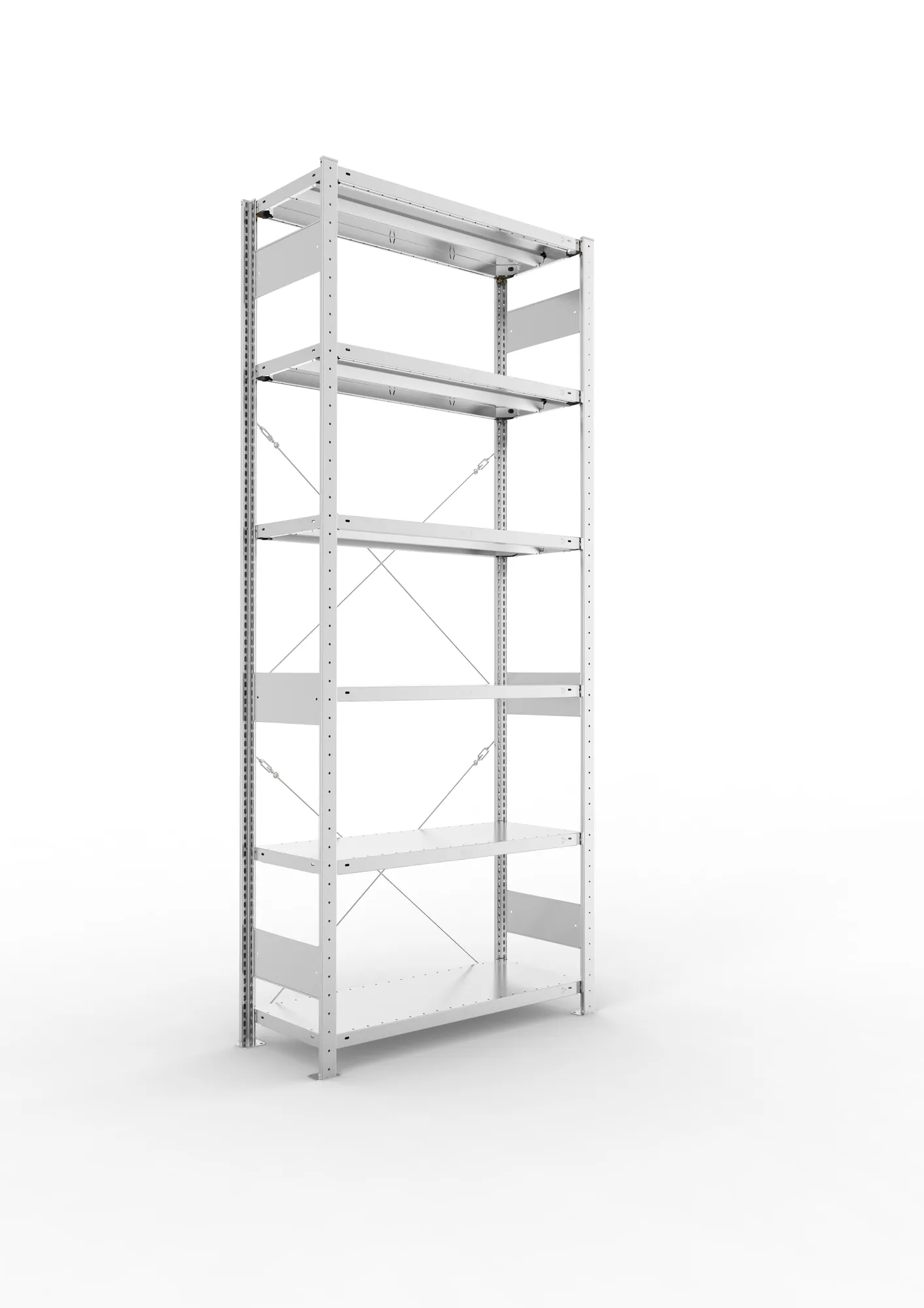 META CLIP, Fachbodenregal, Grundregal, 2500 x 1000 x 400 mm, Fachlast 330 kg, 6 Ebenen, verzinkt – Ansicht in Blickhöhe