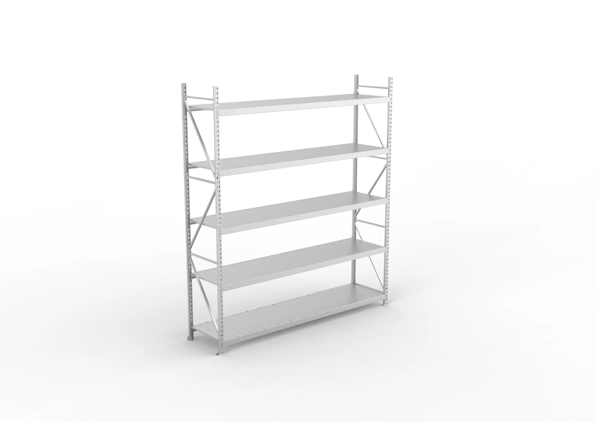 META MINI-RACK, Weitspannregal, Grundregal, 3000 x 2600 x 650 mm, Fachlast 490 kg, Stahlpaneelböden, 5 Ebenen – Ansicht von oben