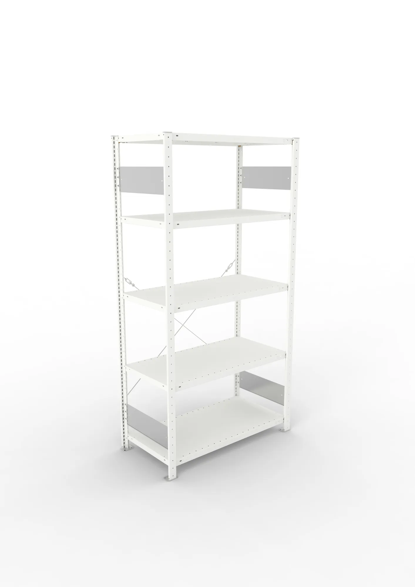 META CLIP S3, Fachbodenregal, Grundregal, 2000 x 1000 x 500 mm, Fachlast 150 kg, 5 Ebenen, RAL 7035 – Ansicht von oben