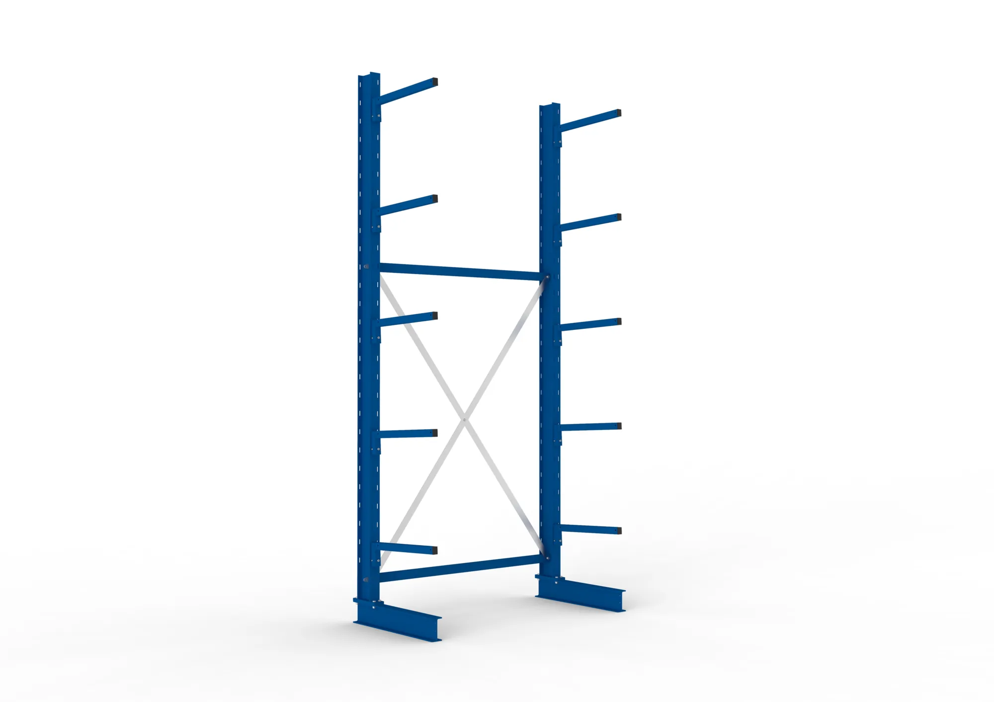 META MULTISTRONG L, Kragarmregal, Grundregal, 3000 x 1300 x 500 mm, Armlast 175 kg, einseitig, 5+1 Ebenen – Ansicht in Blickhöhe