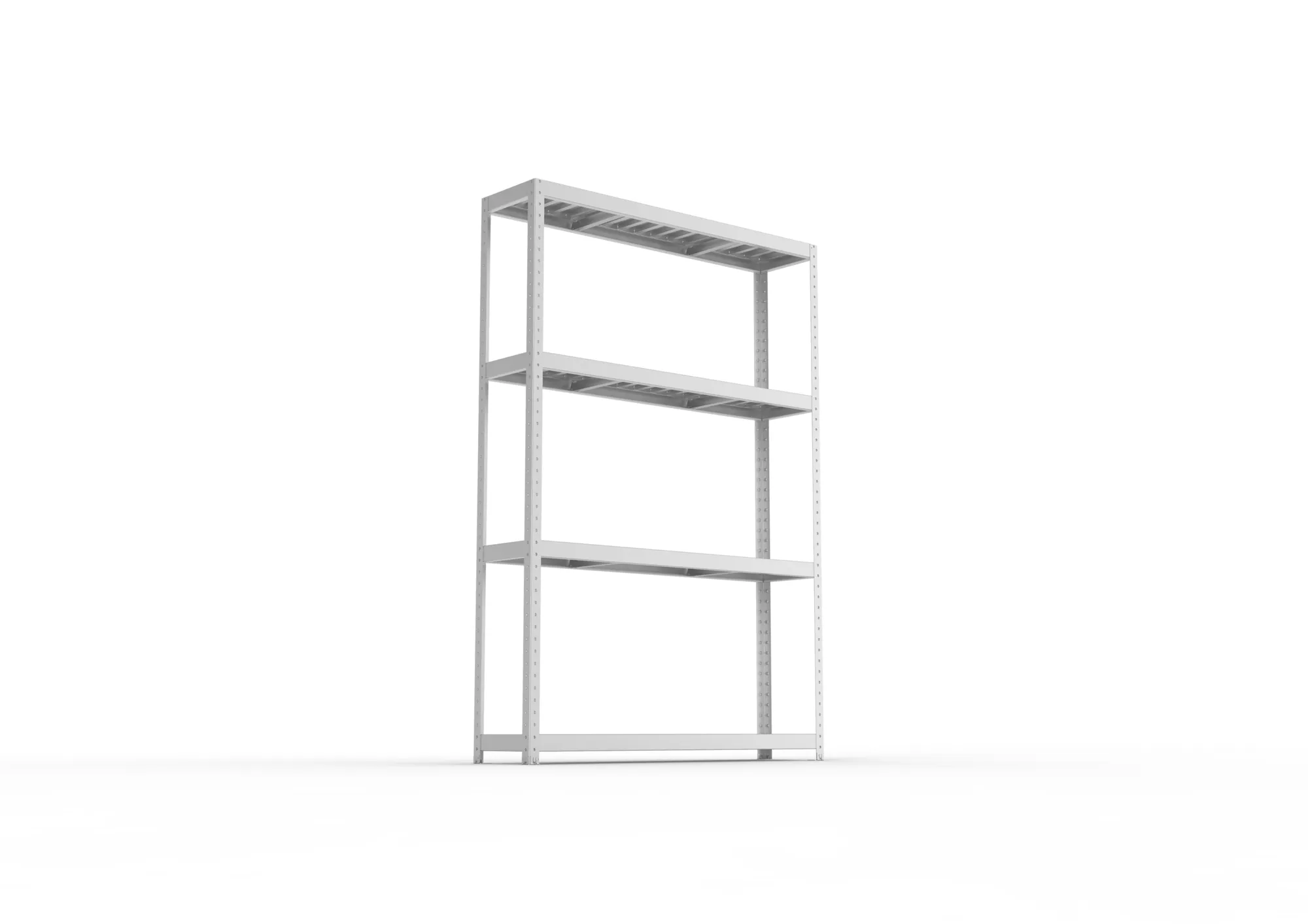 META SPEED-RACK, Weitspannregal, 2470 x 1700 x 400 mm, Fachlast 500 kg, Stahlpaneelböden, 4 Ebenen – Ansicht von unten