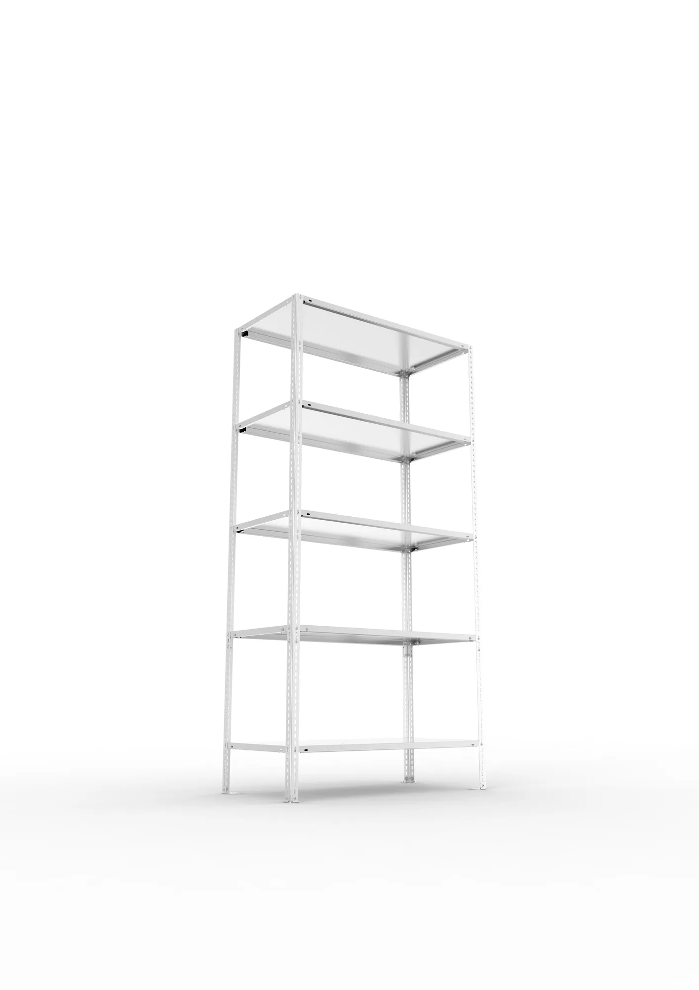 META FIX, Fachbodenregal, Grundregal, 2000 x 1000 x 500 mm, Fachlast 80 kg, 5 Ebenen, verzinkt – Ansicht von unten