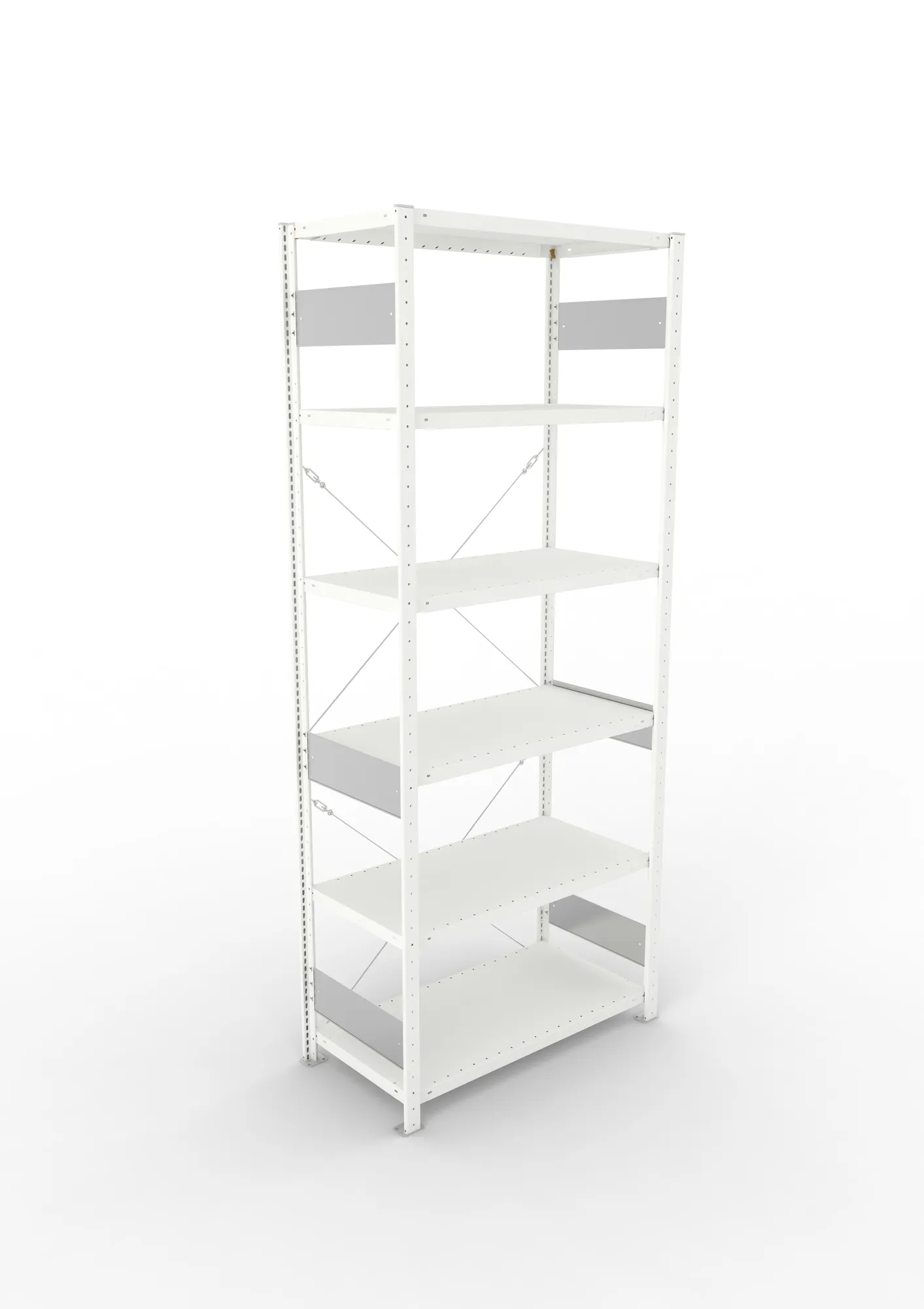 META CLIP S3, Fachbodenregal, Grundregal, 2500 x 1000 x 500 mm, Fachlast 230 kg, 6 Ebenen, RAL 7035 – Ansicht von oben