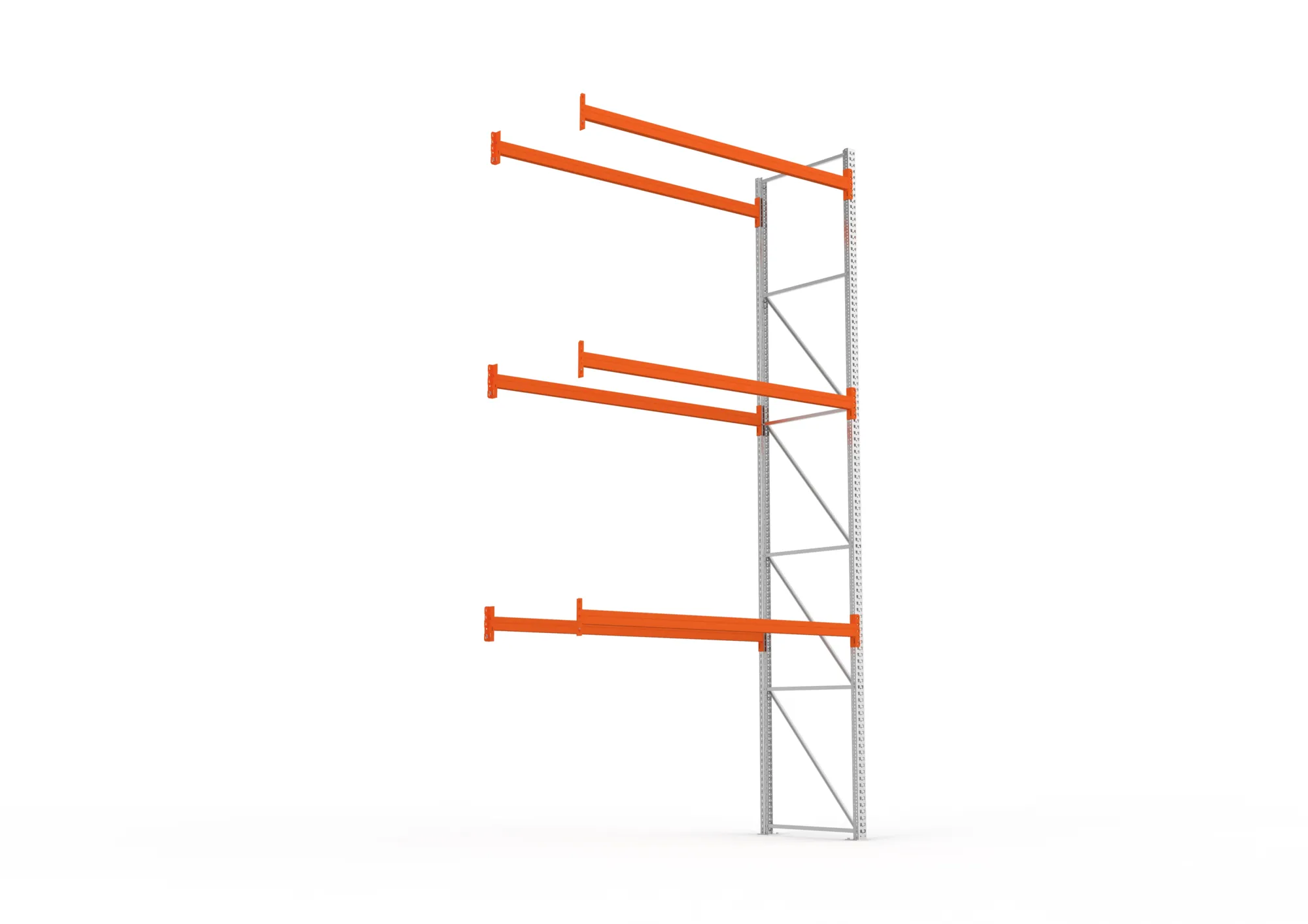 META MULTIPAL, Palettenregal, Anbauregal, 5500 x 2700 x 1100 mm, Fachlast 770 kg, 4 Ebenen, 12 Paletten, verzinkt – Ansicht von unten